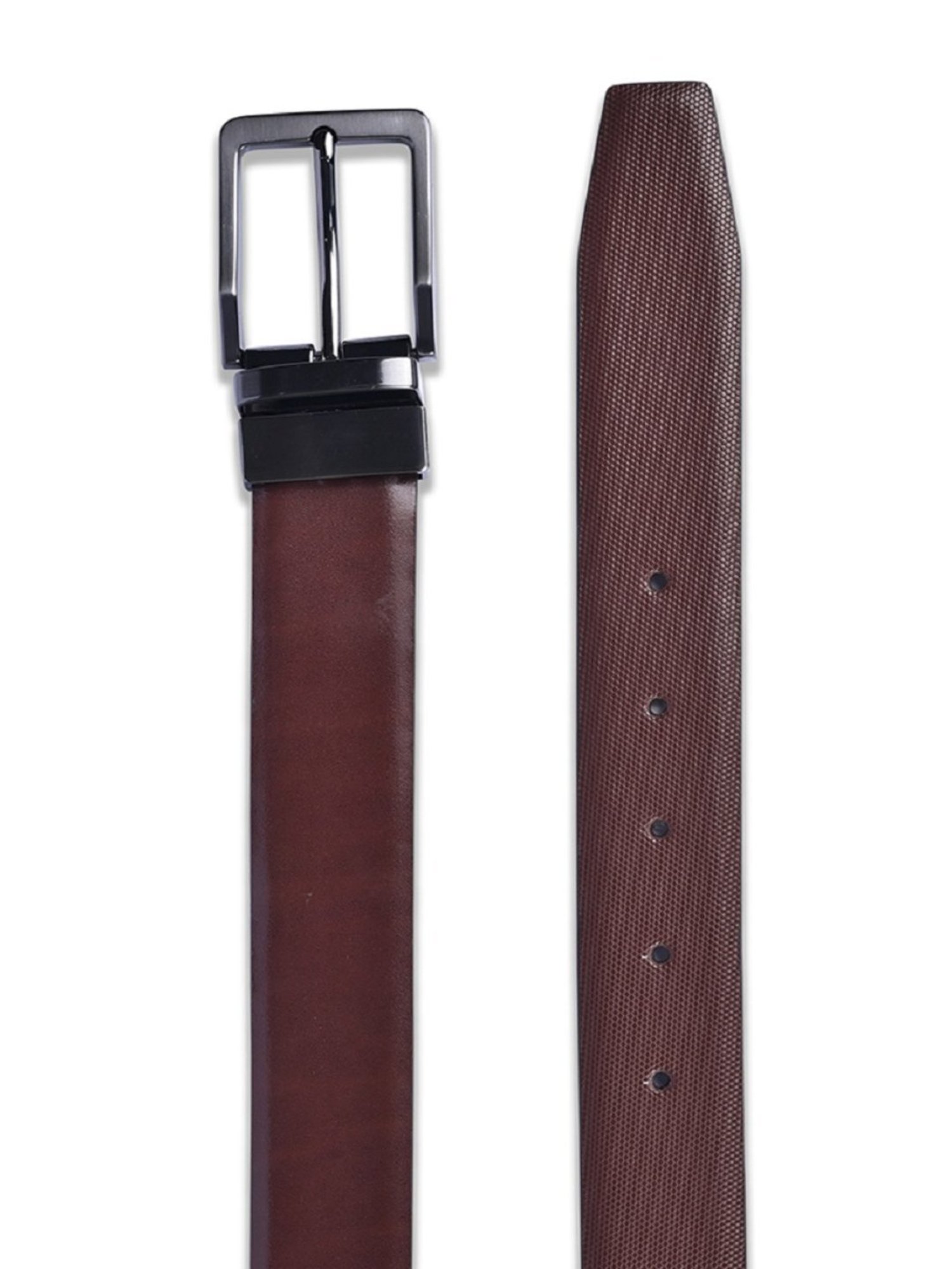 BELWABA Brown Textured Formal Reversible Leather Belt for Men