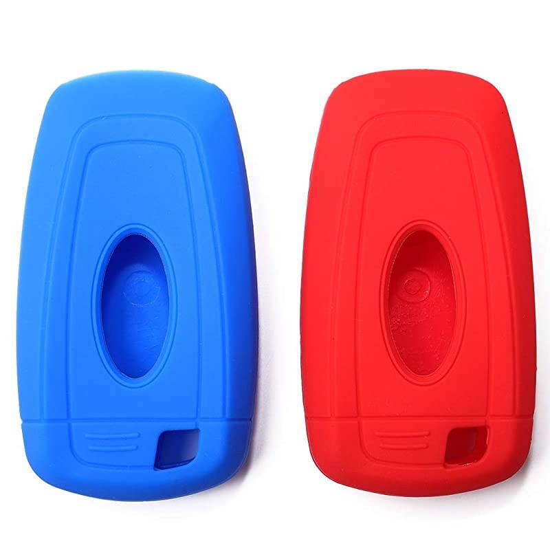 Red Blue Silicone Car Key Fob Cover Fits 2017 2018 2019 Ford Mustang Fusion Explorer Ford Taurus F250 F350 Smart Key 5 Button Remote Start 1Pcs Blue 1Pcs Red