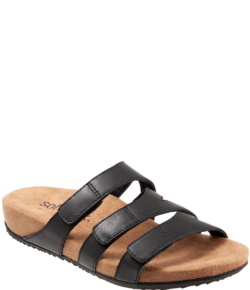 Softwalk Blythe Leather Adjustable Slide Sandals