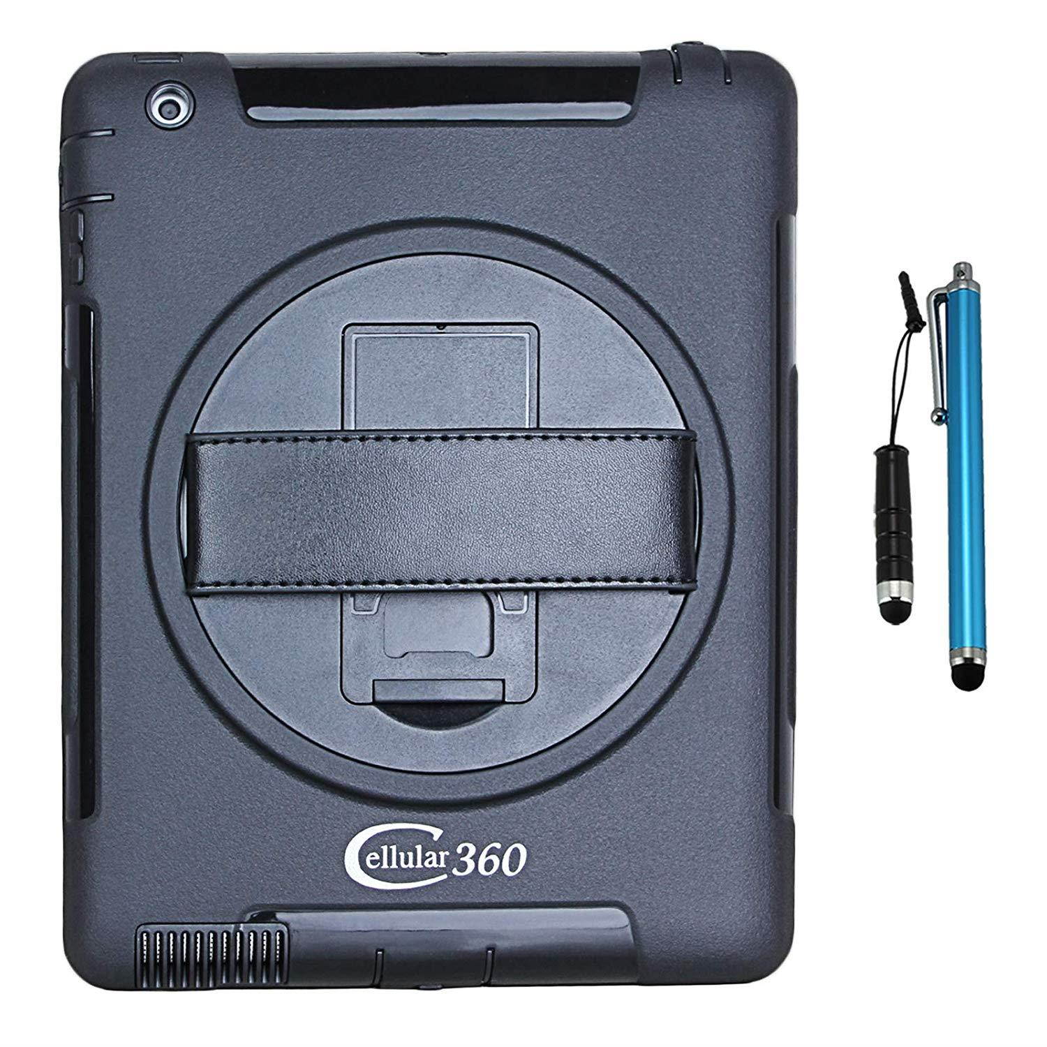 Cellular360 Shockproof Case for iPad 2 iPad 3 iPad 4, Protective and Handy Case with a 360 Degree Rotatable Kickstand and Handle (Black)
