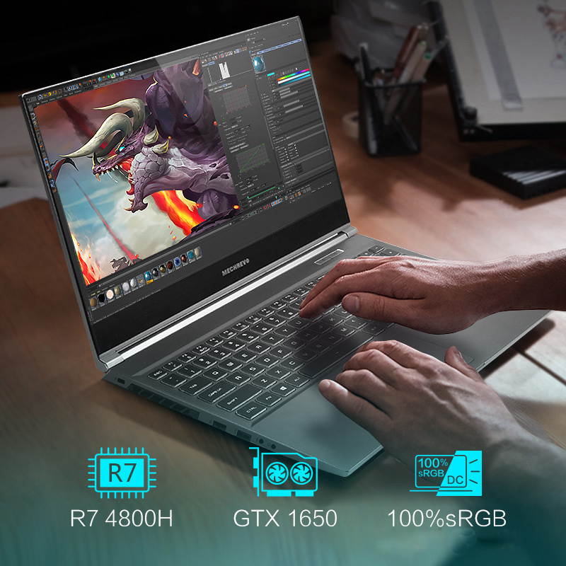 MECHREVO Gaming Notebook AMD R5-4600H 16G DDR4 512G SSD GTX1650 TI 15.6" Screen