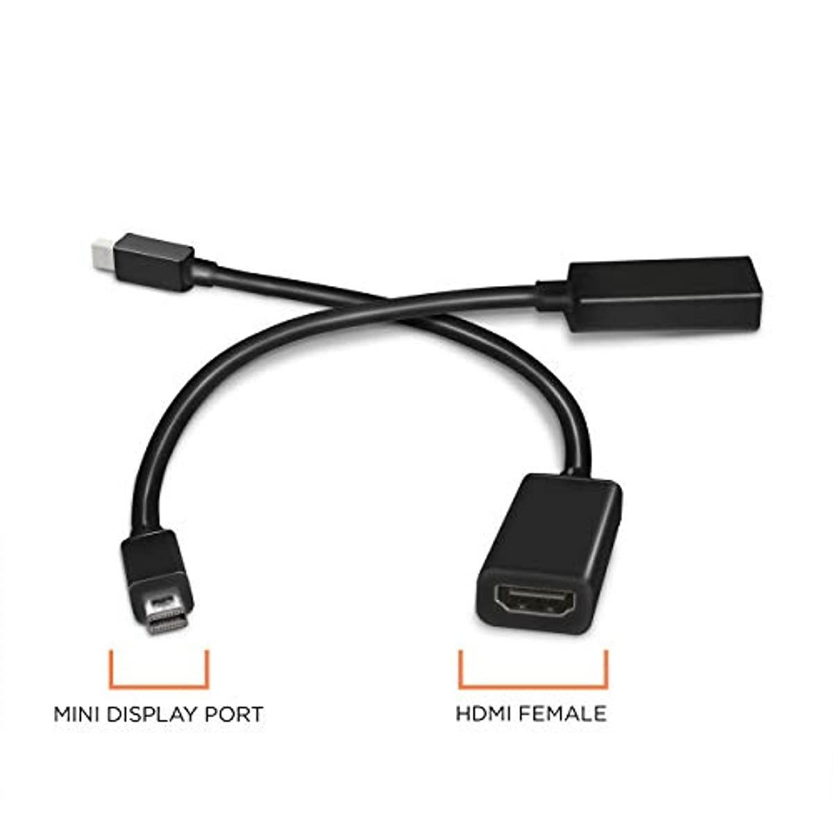 Mini DisplayPort to HDMI Adapter - MiniDP to HDMI - Thunderbolt/MiniDP to HDMI Cable Adapter - Black - 2 Pack