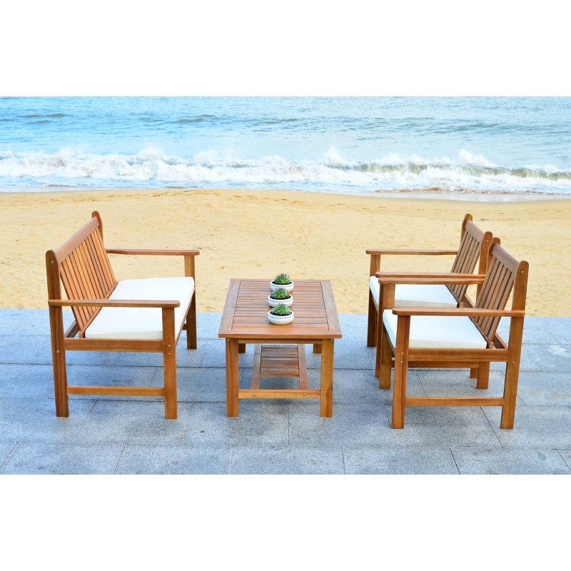 Cyprus 4-Piece Patio Conversation Furniture Set - Brown - Safavieh