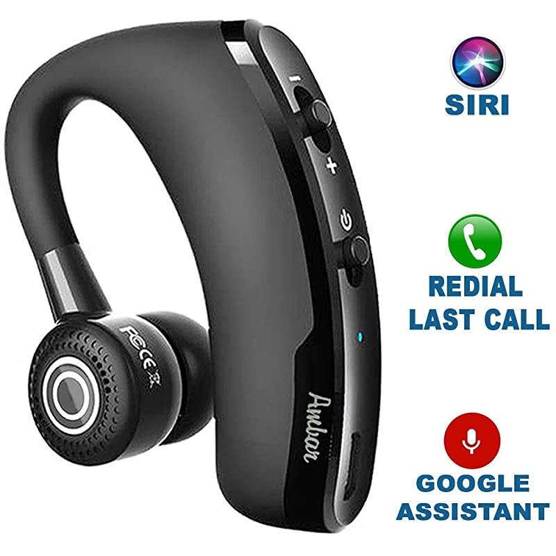 Bluetooth Earpiece for Cell Phone with Dedicated Keys for Volume/Next/Prev, On/Off, Compatible with iPhone, Android