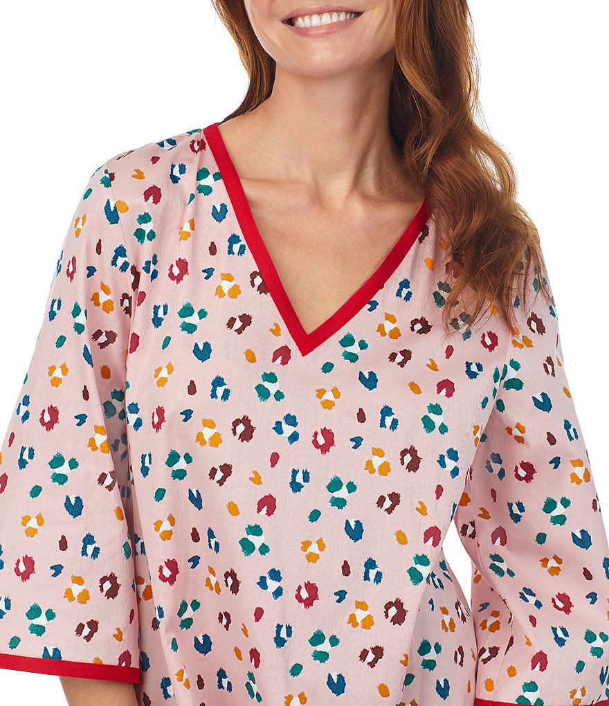 BedHead Pajamas Fierce V-Neck 3/4 Sleeve Sateen Caftan