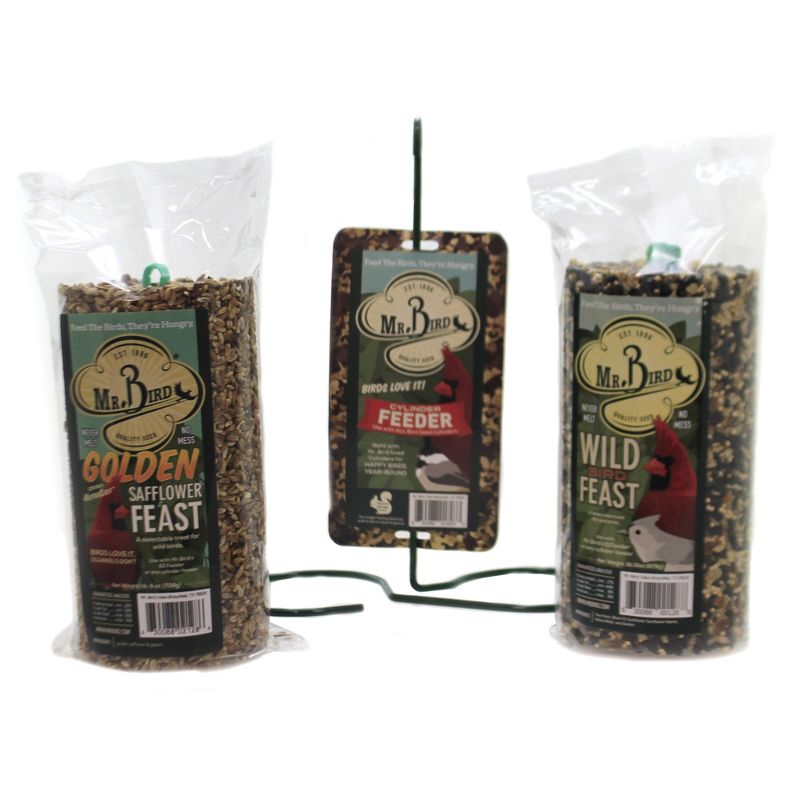 Home & Garden 11.0" Cylinder Feed Cakes & Stand S/3 No Mess Never Melt Bird Mr Bird  -  Bird And Wildlife Food