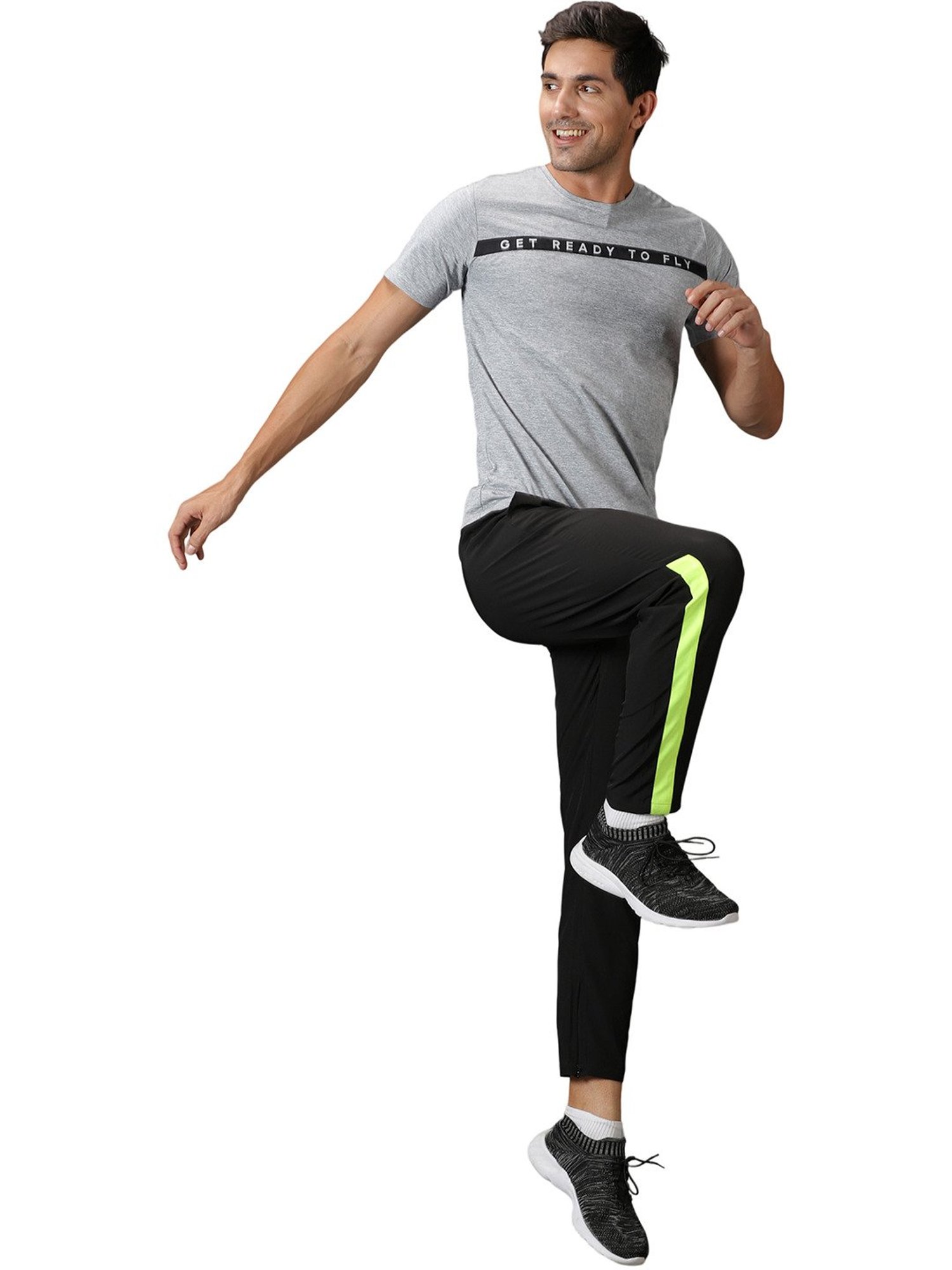 DOMIN8 Men Black Training Track Pants With Slant Pockets