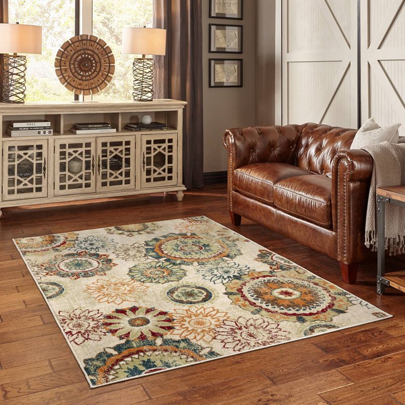 5'3''X7' Raine Layered Medallion Rug Ivory/ Green