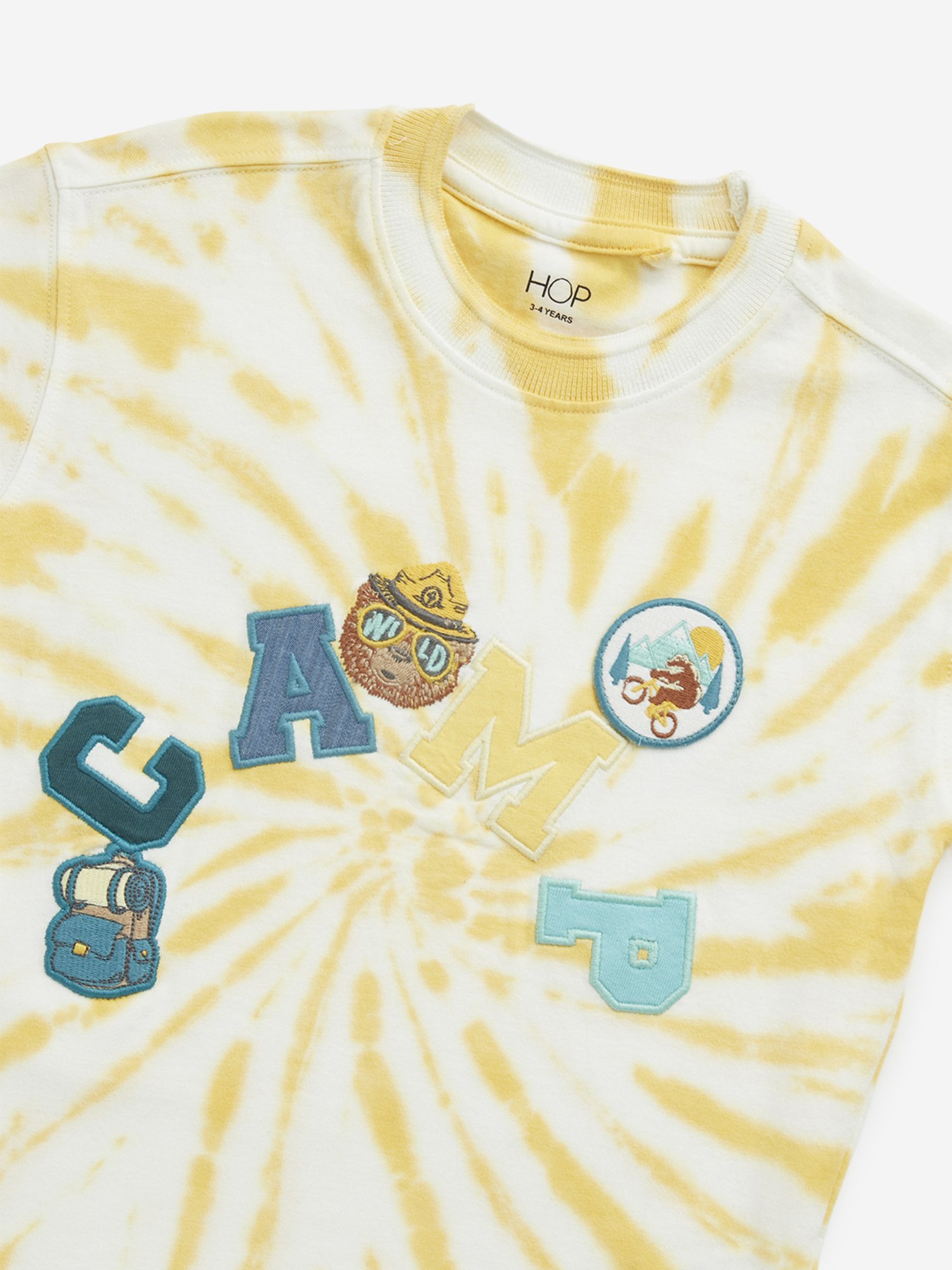 HOP Kids by Westside Yellow Tie-Dye Patterned Cotton T-Shirt