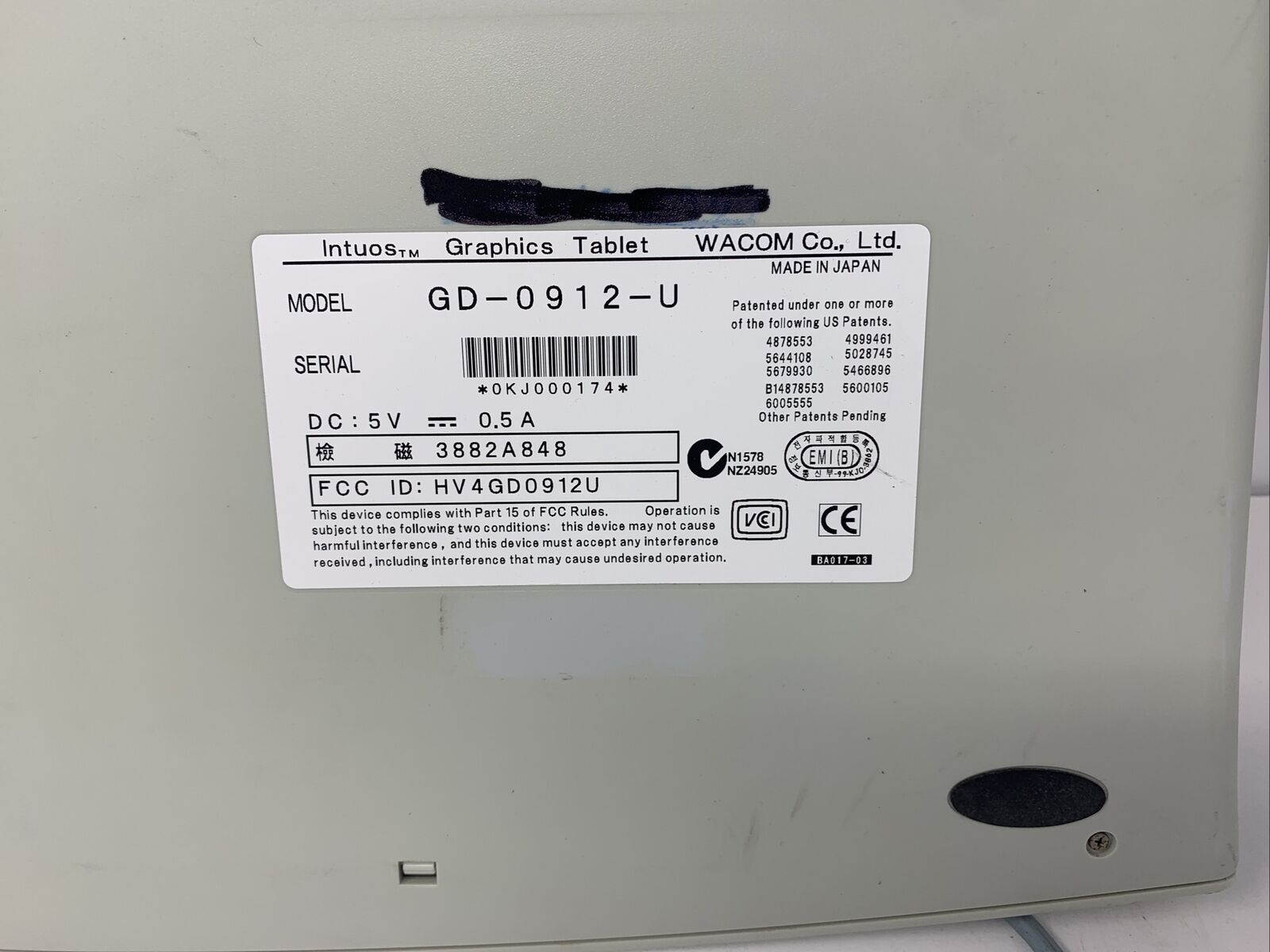 Wacom Intuos  Graphics Tablet Model  FD-0912-U USB Wired MW0