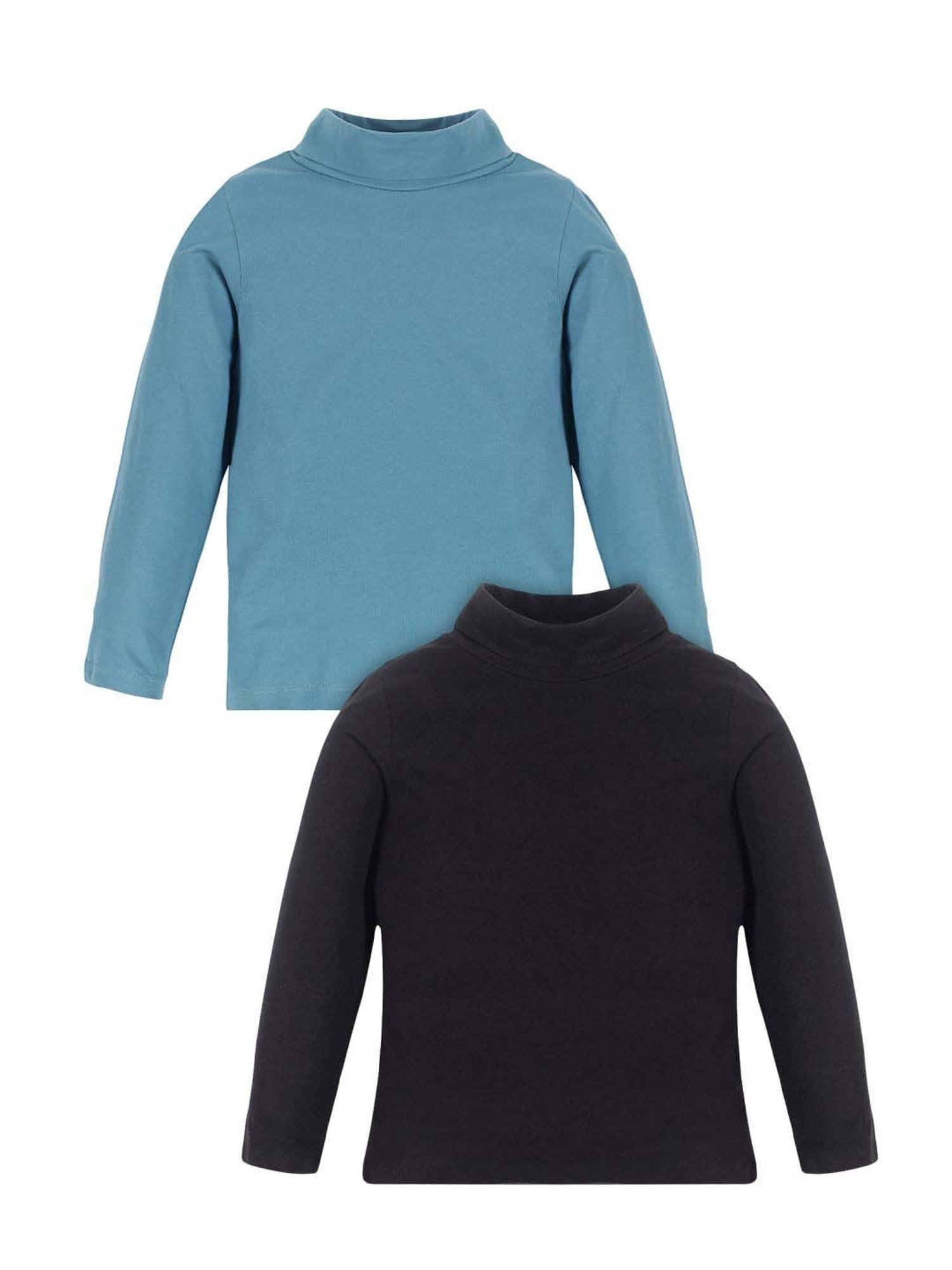 Plum Tree Kids Black & Blue Cotton Regular Fit Full Sleeves T-Shirt (Pack of 2)