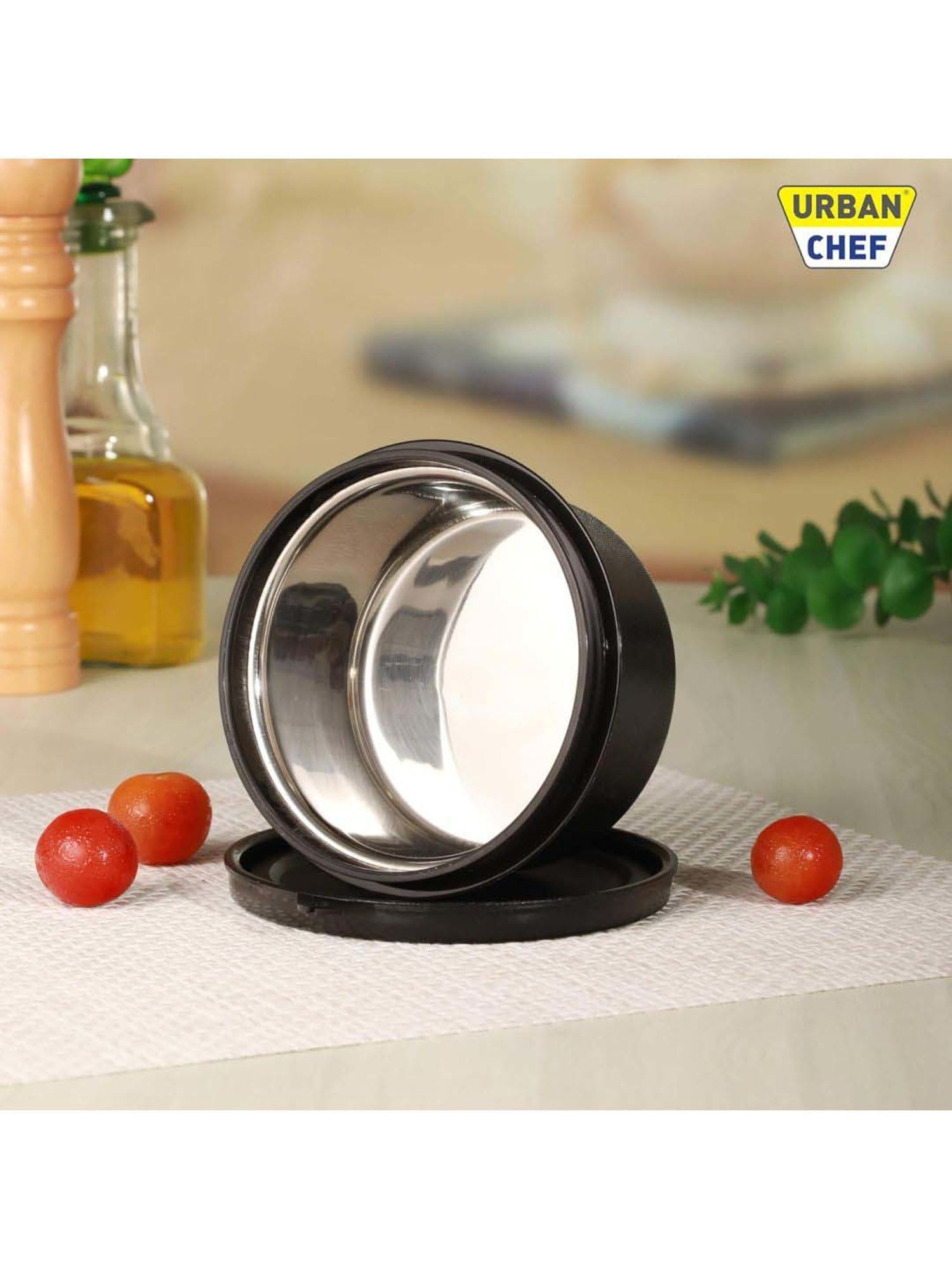 Urban Chef Black Plastic Grande Microwave Safe Lunch Box Containers - Set of 2