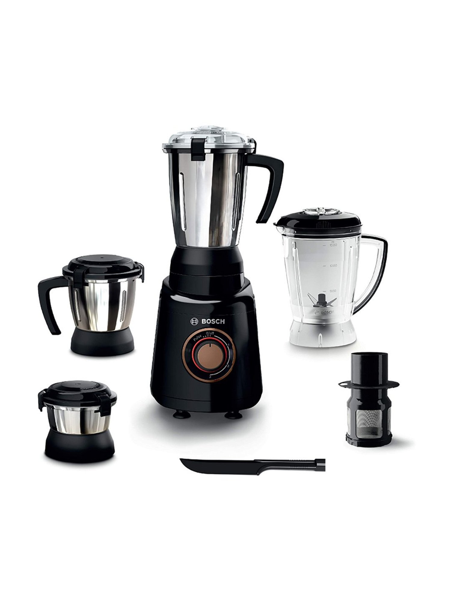 Bosch TrueMixx Bold Mixer Grinder 600 Watt with Overheat Protection & 4 Jars (Black)