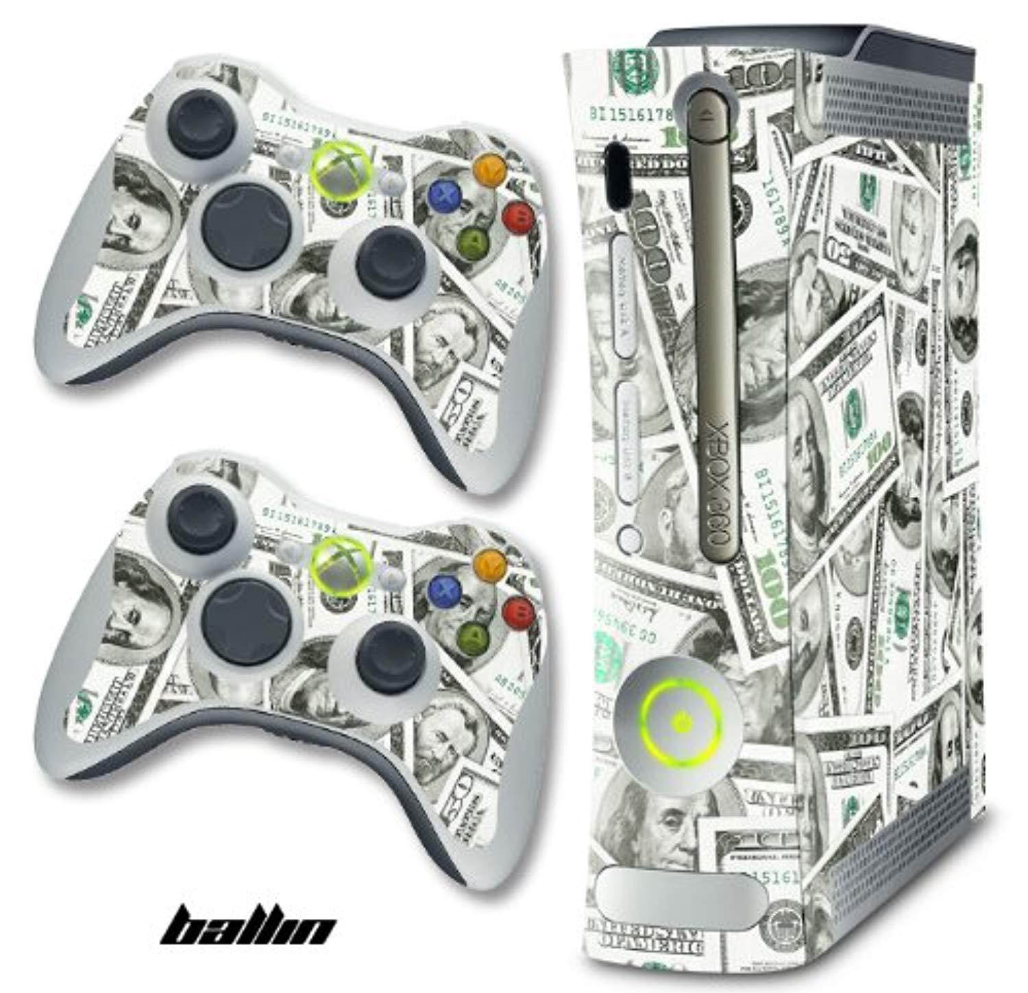 designer skin for xbox 360 original console and two controllers - ballin