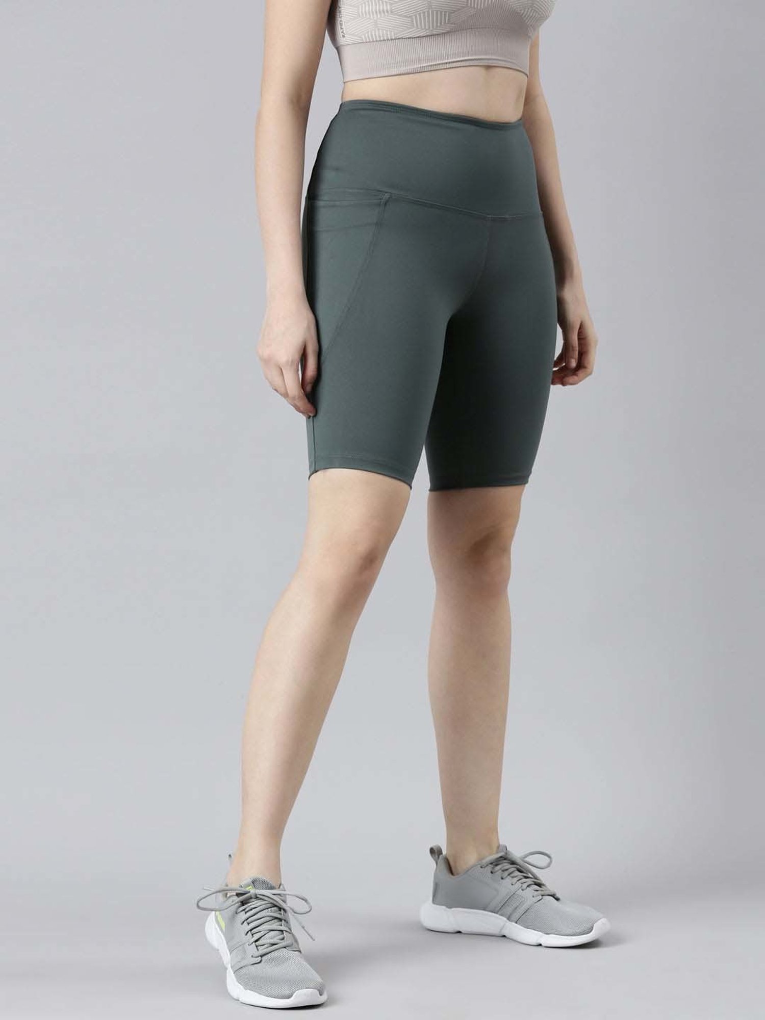 Go Colors! Olive Green High Rise Active Shorts