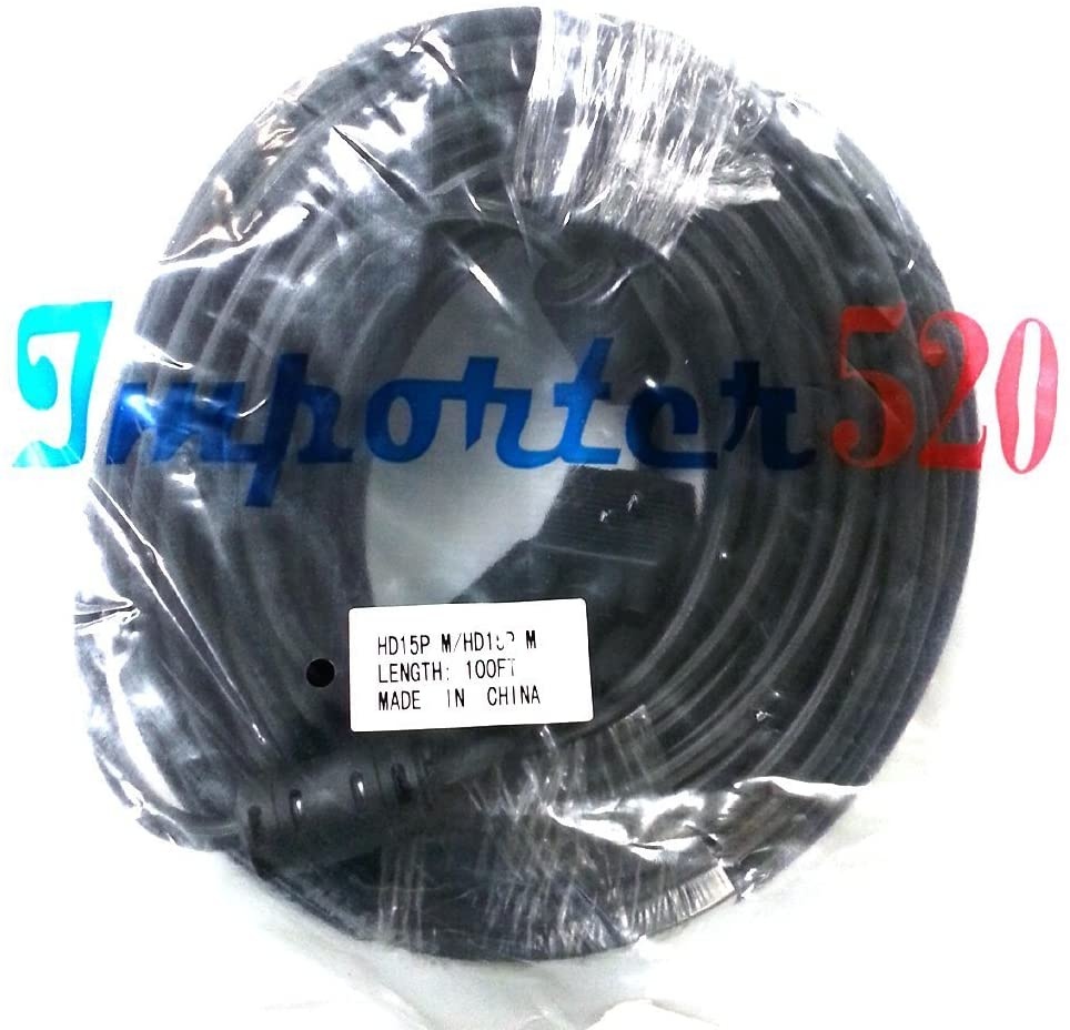 Importer520 100 FT SVGA HD15 SUPER VGA Male to Male M/M MONITOR/LCD/PROJECTOR CABLE