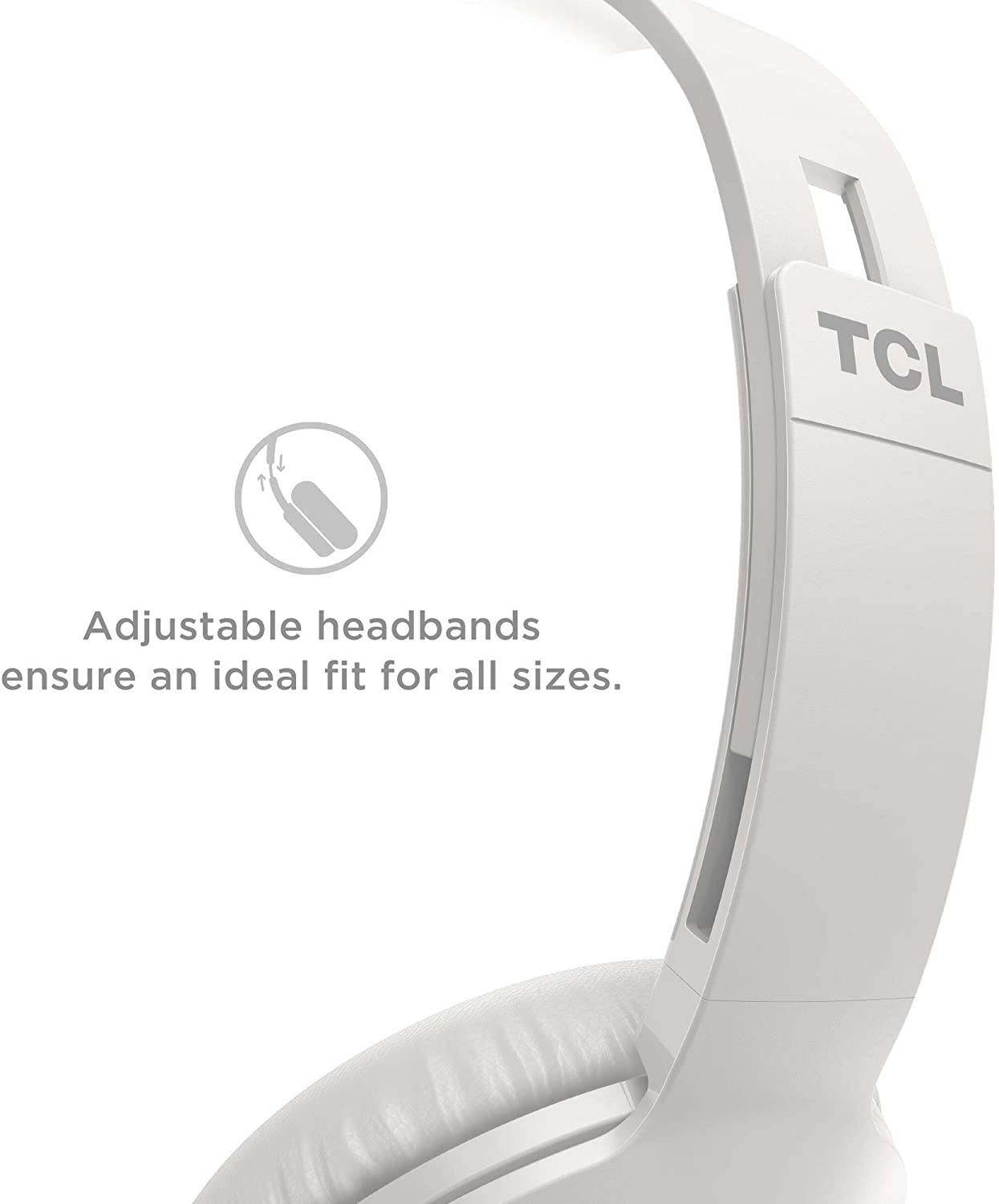 TCL MTRO200 On-Ear Wired Headphones Super Light Weight Headphones with 32mm drivers for Huge Bass and Built-in Mic &ndash; Ash White
