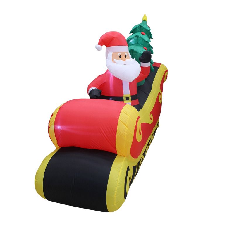 A Holiday Company Heavy Duty 7 Foot Wide Weather Resistant Self Inflatable Blow Up Santa on Sleigh Holiday Christmas Lawn Decoration with LED Lights