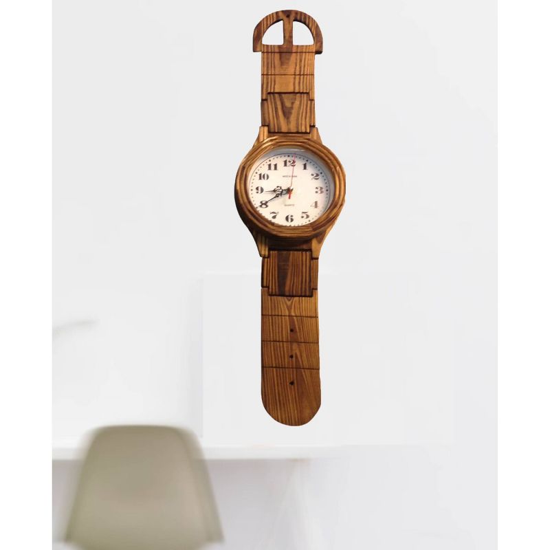 Wrist Watch Shaped Wall Clock Oak Finish - Creative Motion Industries