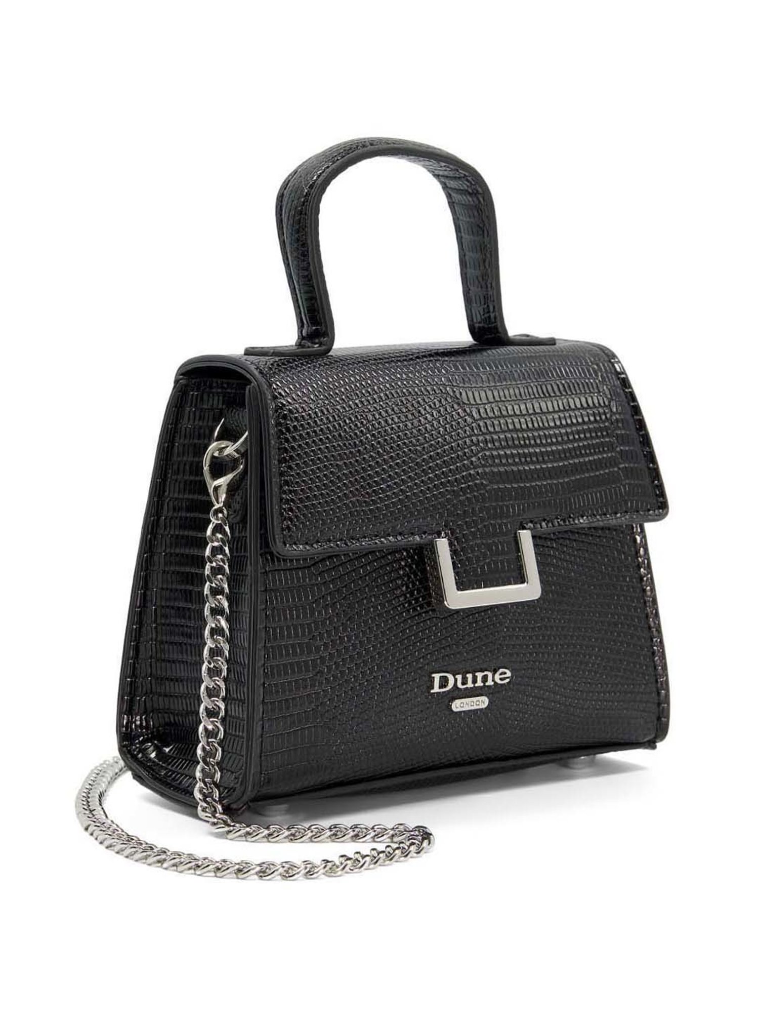 Dune London Black Textured Small Satchel Handbag