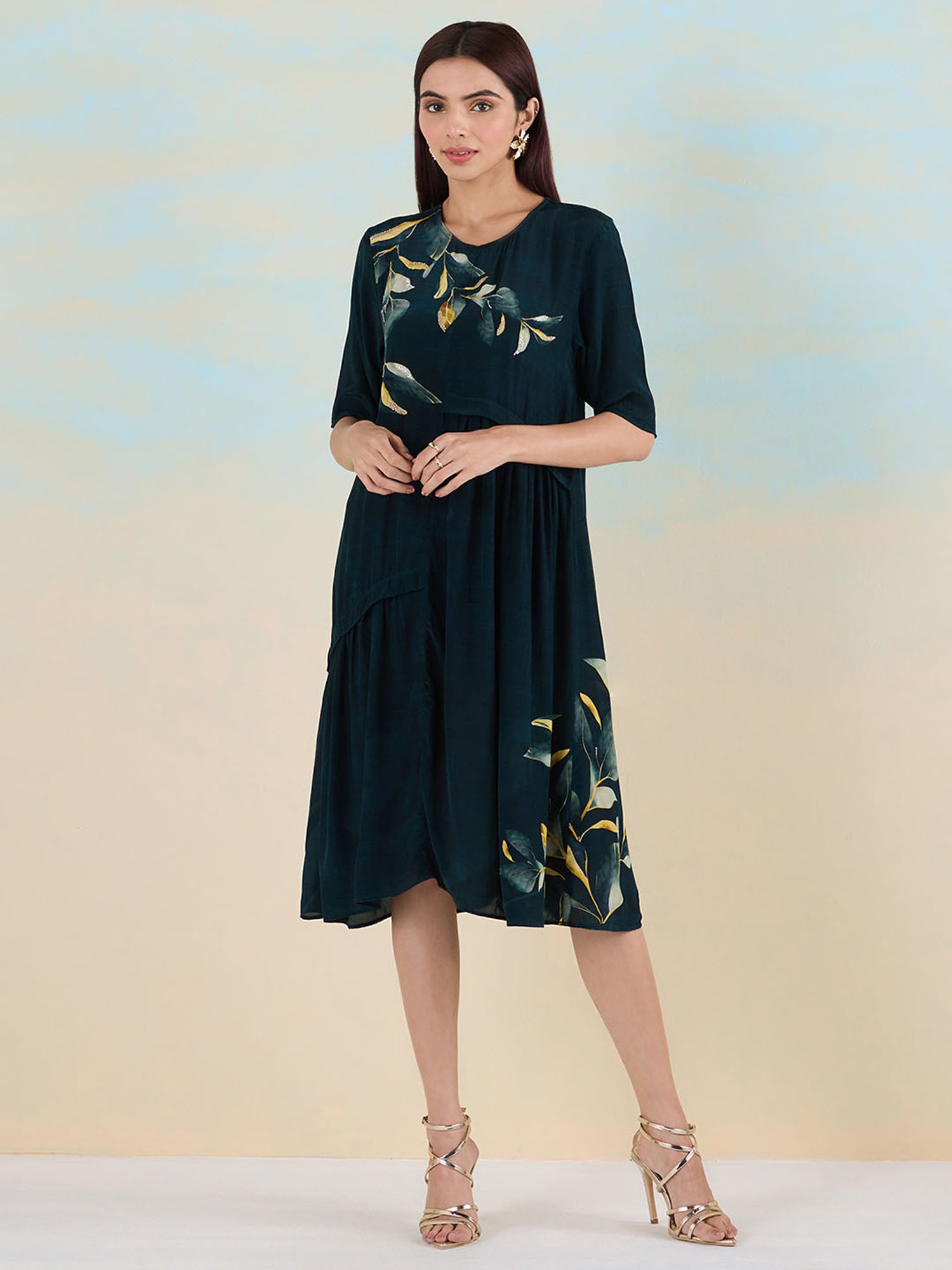 navyasa by liva Blue Printed Ethnic Dress