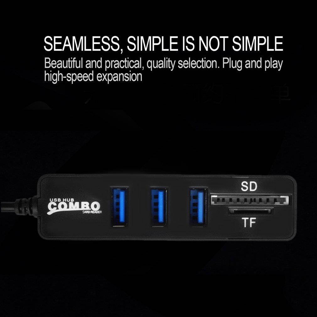 USB Hub Combo 3 Ports High Speed USB 2.0 Hub Splitter 2 In 1 SD/TF Card Reader