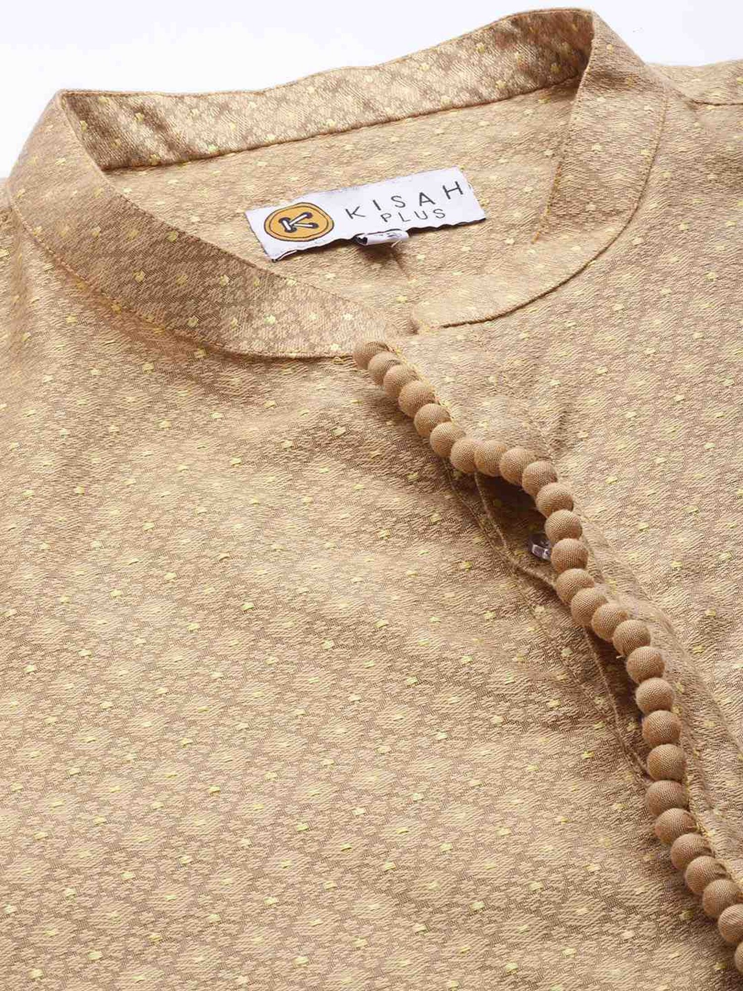 KISAH PLUS Beige Regular Fit Printed Kurta Bottom Set