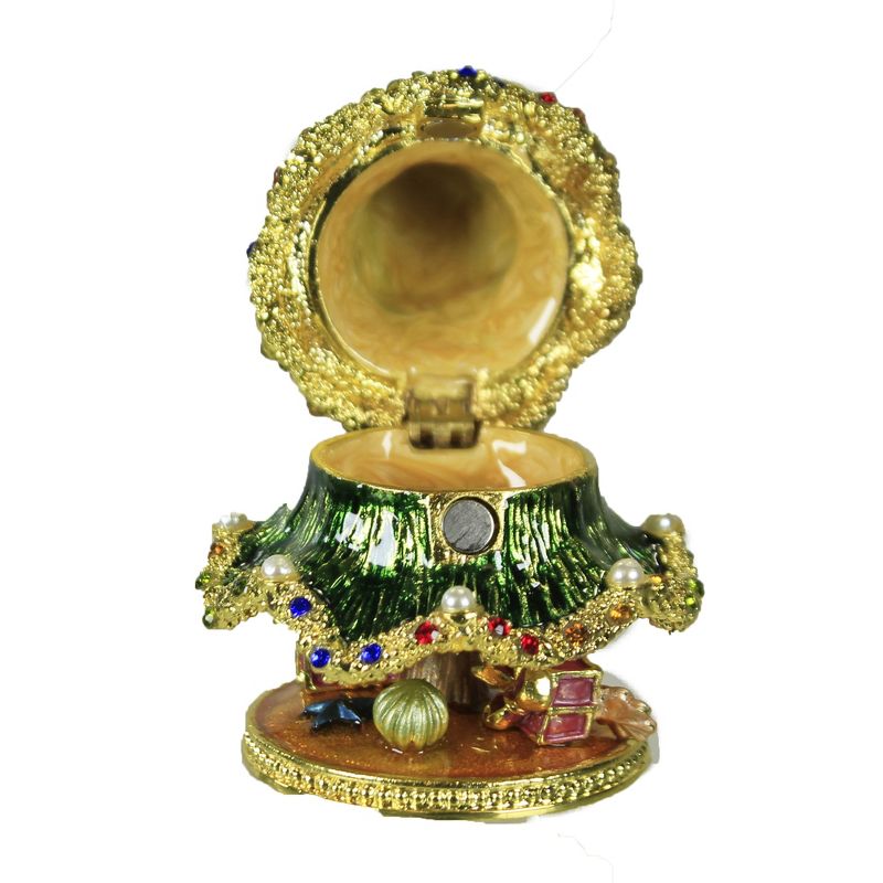 Hinged Trinket Box 3.5" Christmas Tree Box Magnetic Star Decorated  -  Decorative Figurines