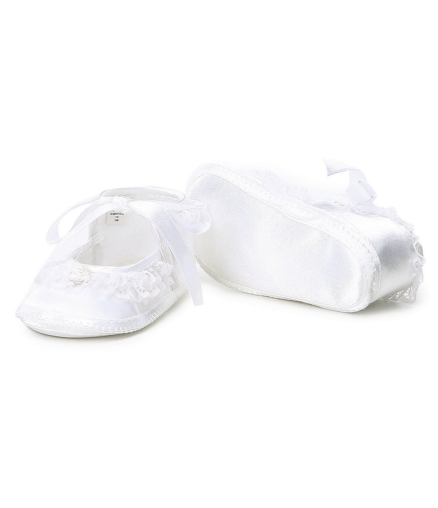 Baby Deer Satin Lace Trim Slipper Crib Shoes