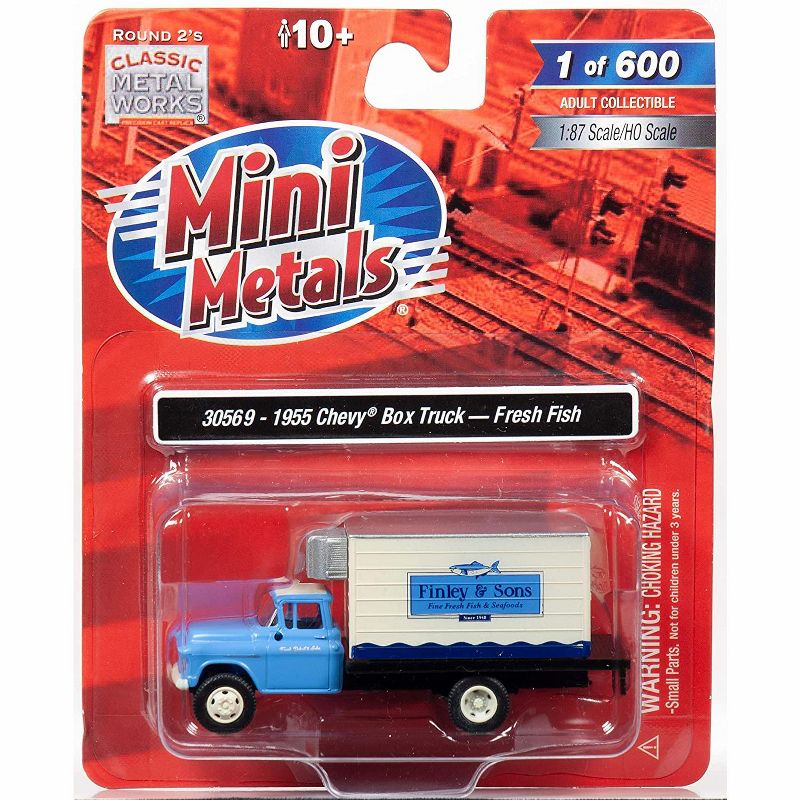 1955 Chevrolet Refrigerated Reefer Box Truck "Finley & Sons" (Fresh Fish) 1/87 (HO) Scale Model by Classic Metal Works