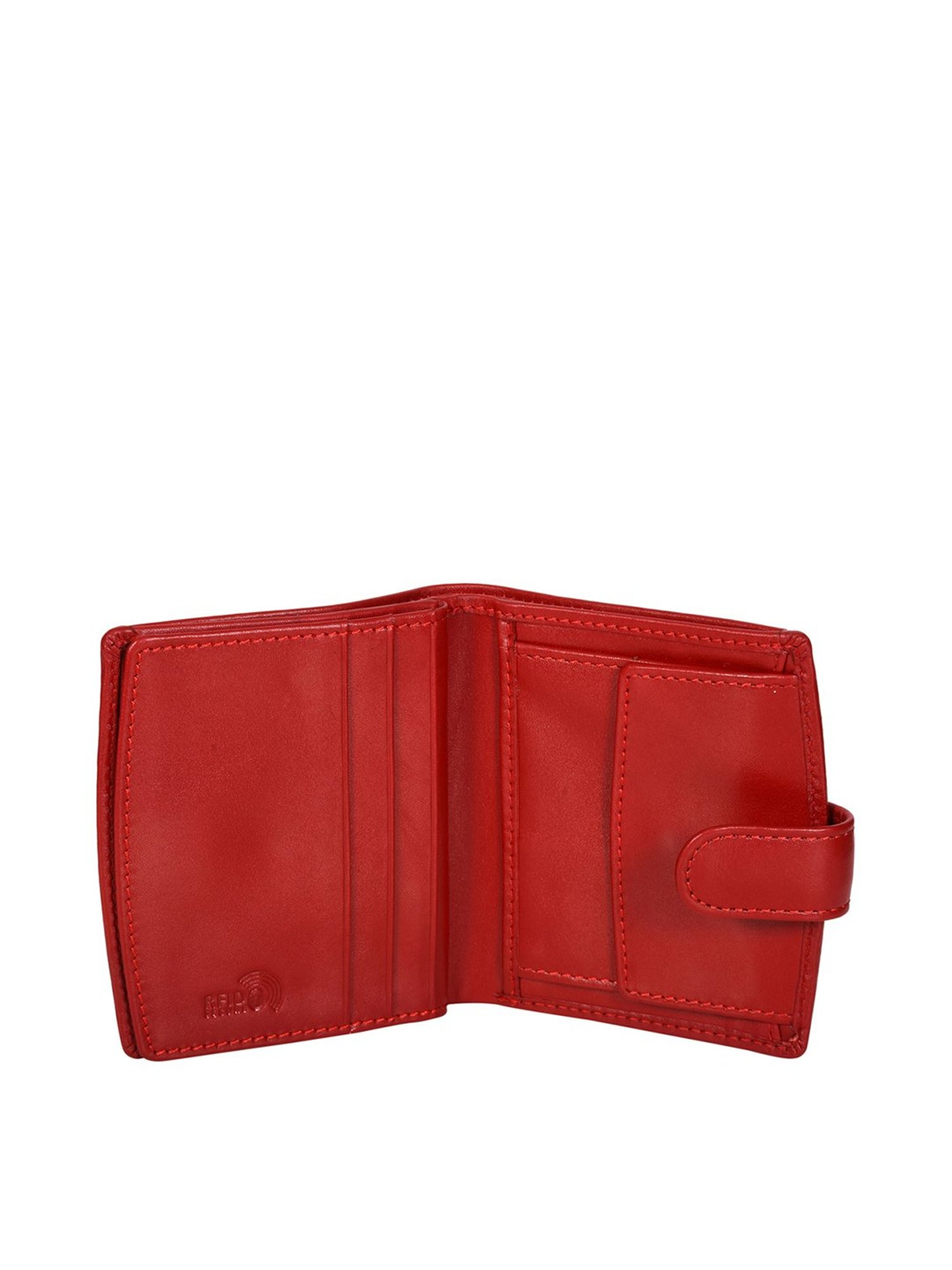SASSORA Red Solid Rfid Bi-Fold Wallet for Women