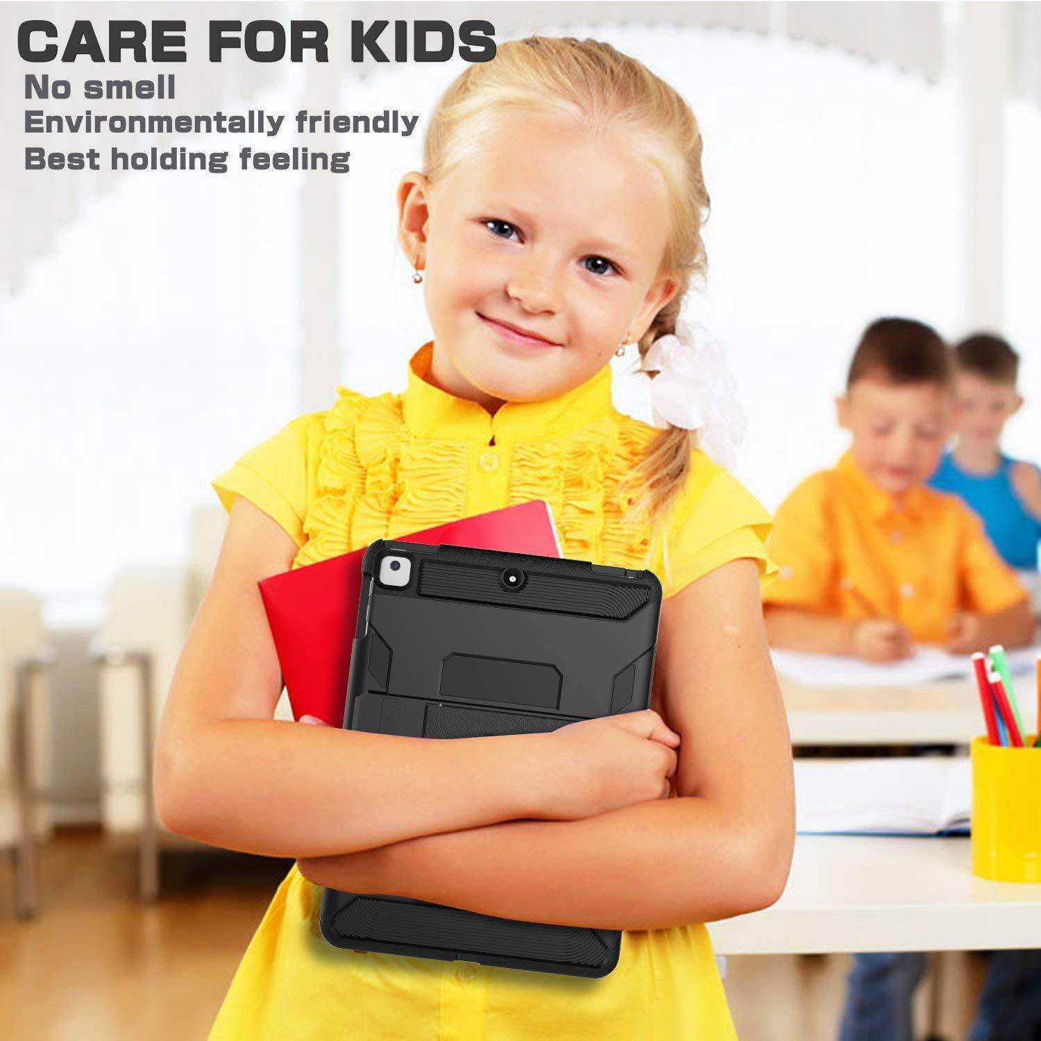 SKYLMW Case iPad 9.7 2018, SKYLMW [Heavy Duty] Three Layer Hybrid Shockproof Full-Body Protective Case Cover with Kickstand for iPad Air,iPad Air 2,iPad Pro 9.7,iPad 9.7 2017/2018 Release, Black