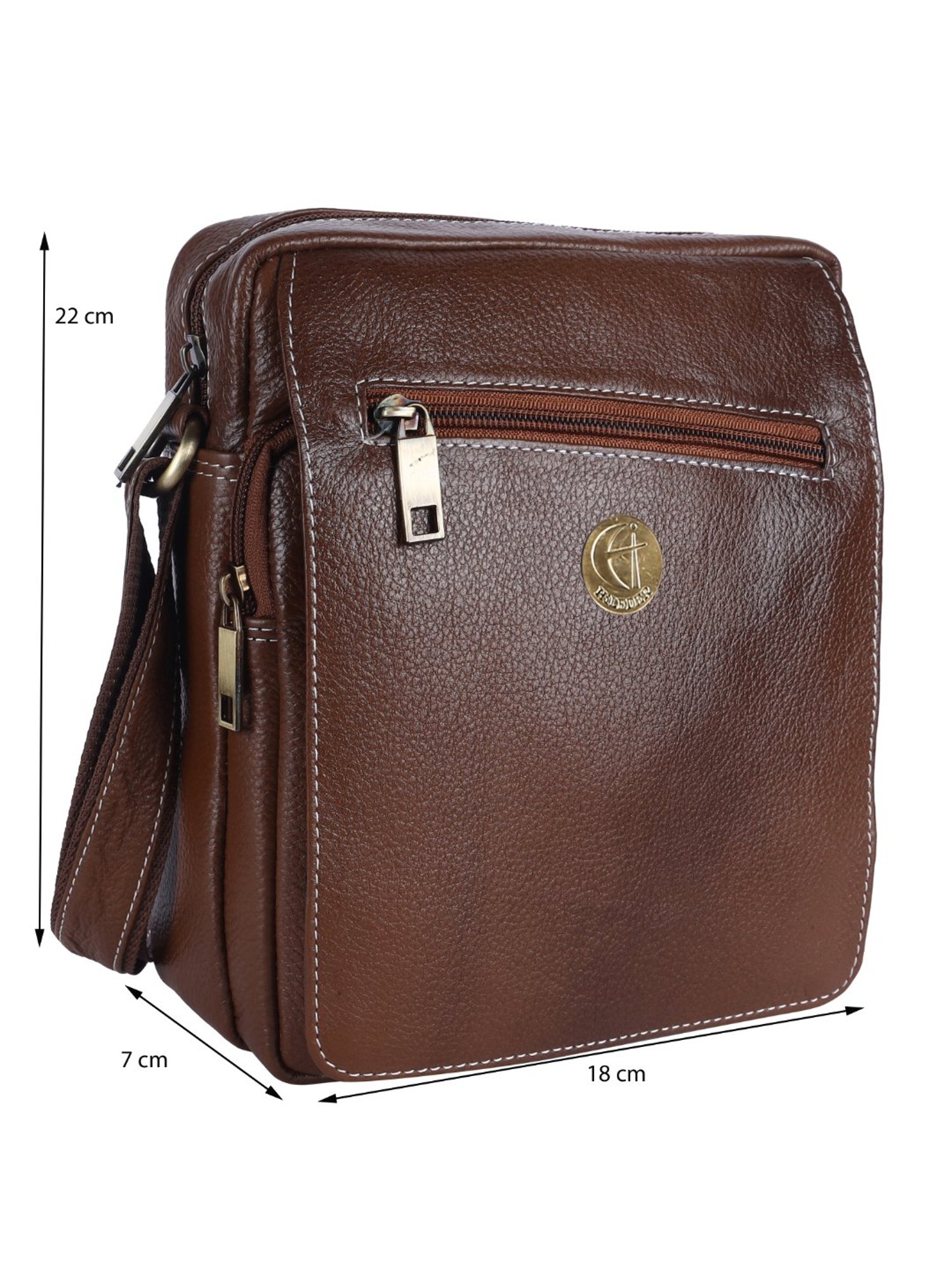 HiLEDER Pure Genuine Leather Messenger Shoulder Sling Cross Body Office Bag for Men and Women,Coffee