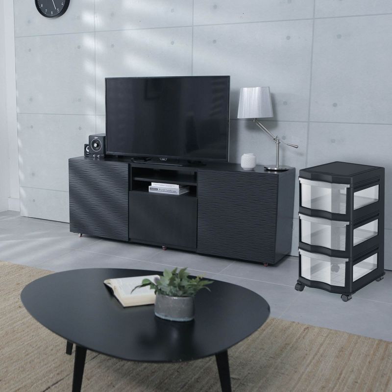 Life Story Classic 3 Shelf Storage Organizer Plastic Drawers, Black (2 Pack)