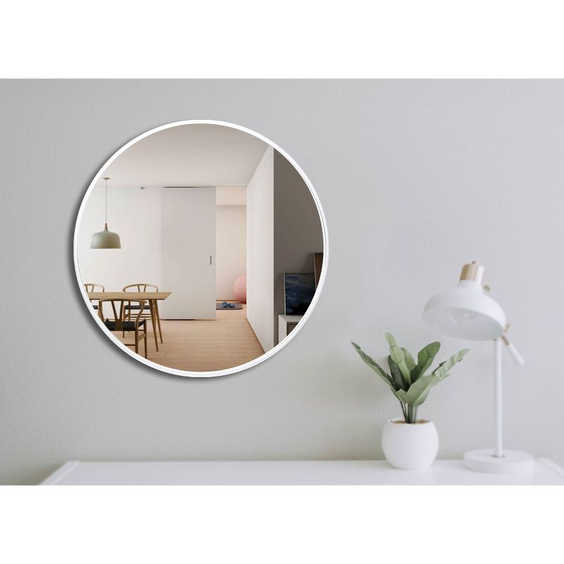 Infinity Instruments 20082SV Plata 21 Inch Round Hanging Wall Mounted Decorative Mirror with Silver Matte Frame