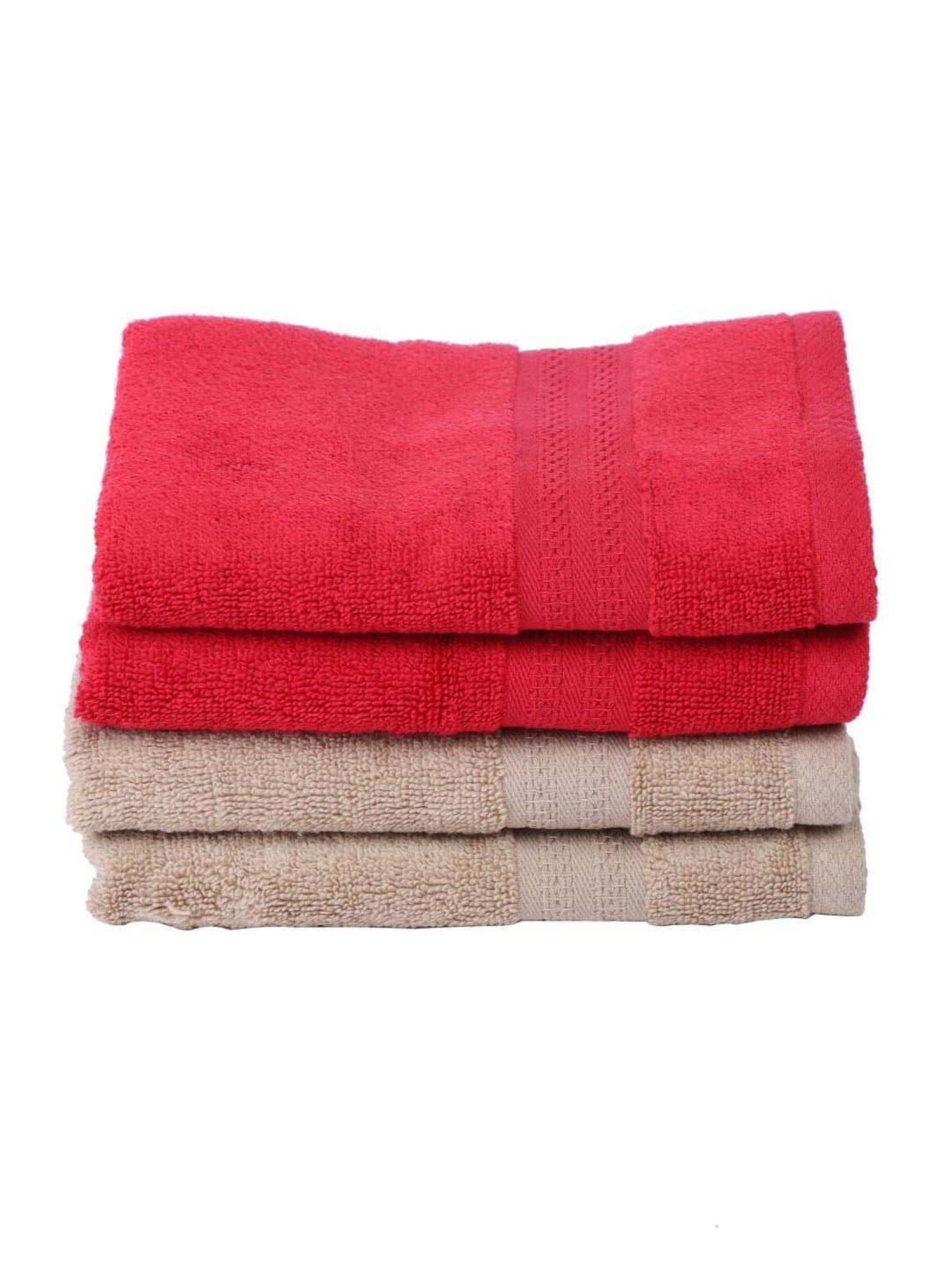 BIANCA Zero-Twist 100% Cotton Ultra-Fluffy Towels -4pc Hand Towel (paradiso) solid-burgundy/wheat