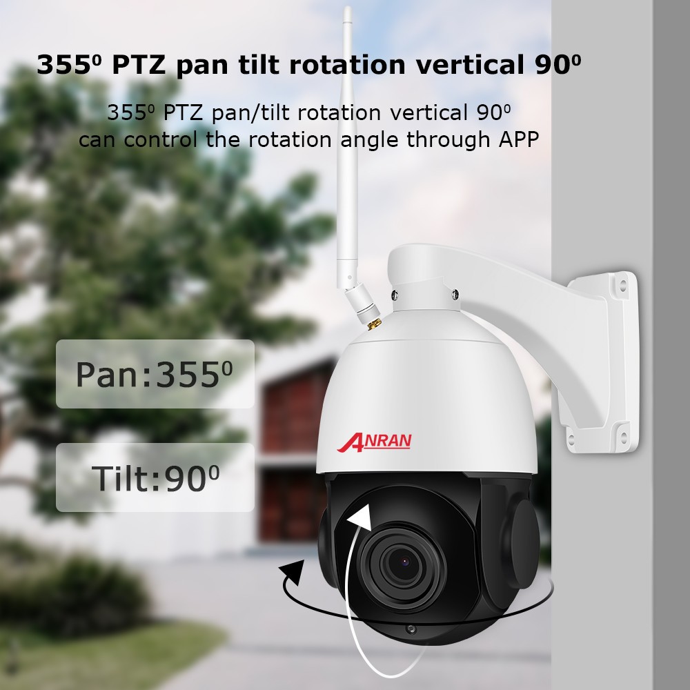 ANRAN 1080P PTZ IP Camera Outdoor Waterproof Speed Dome Camera 4 X Zoom Lens 60M IR Night Vision Security Camera Support Onvif