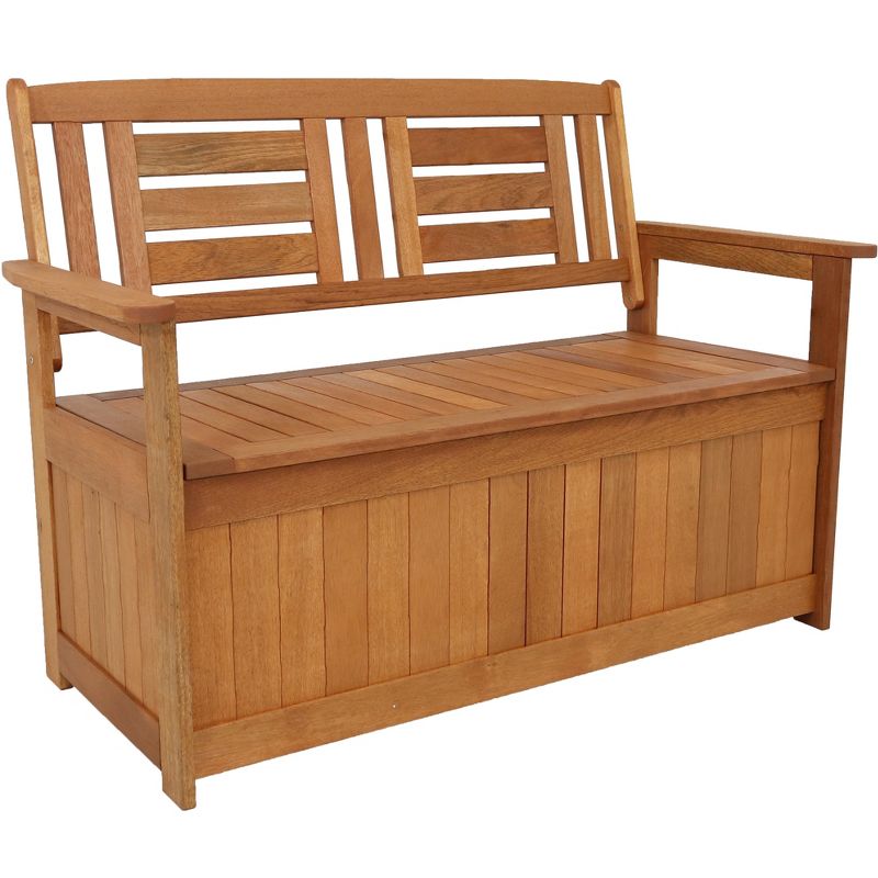 Sunnydaze Outdoor Meranti Wood with Teak Oil Finish Wooden Garden Planter Box Bench Seat - 68" - Brown