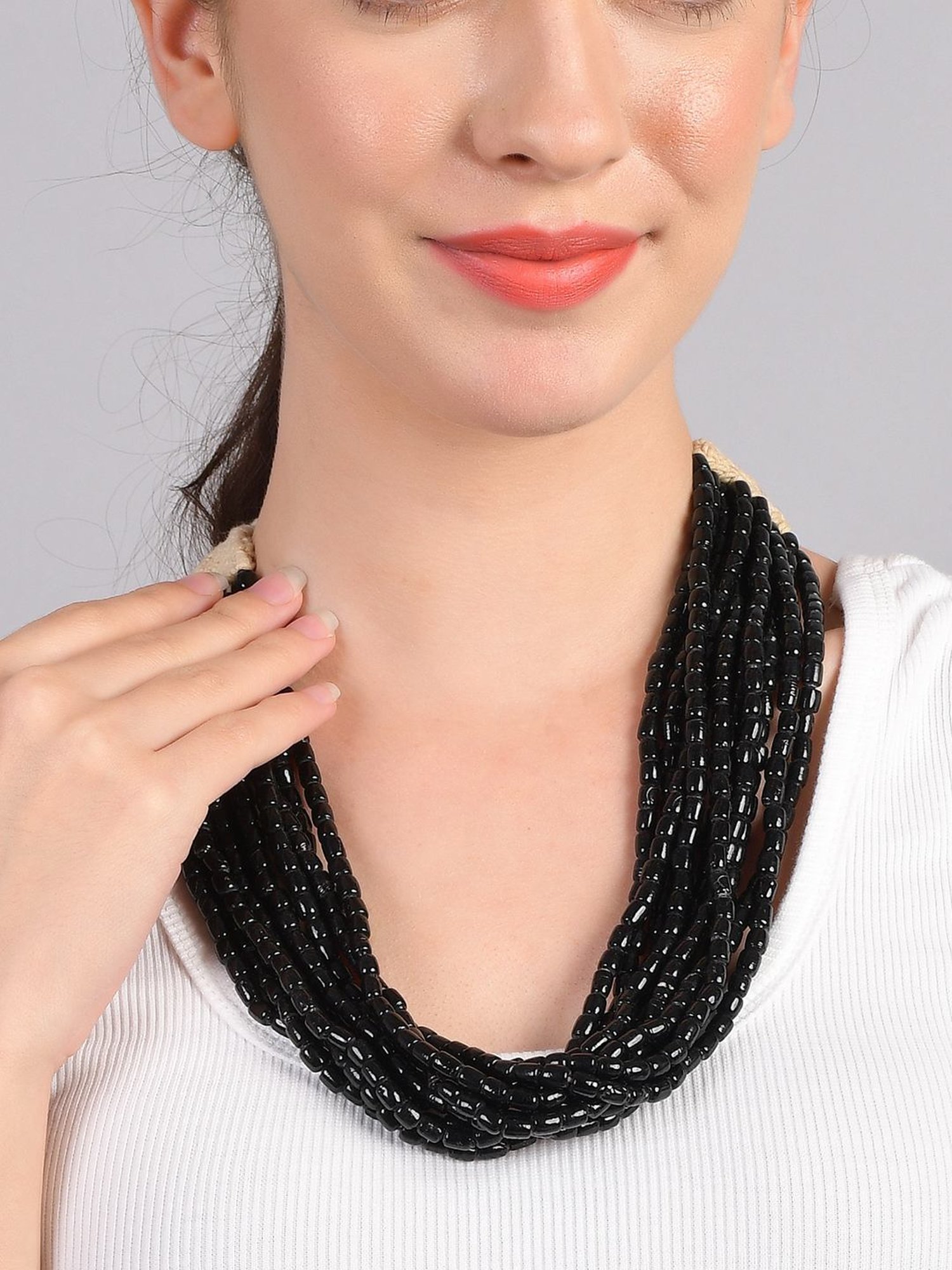 Imli Street Black Vintage Beaded Tribal Necklace