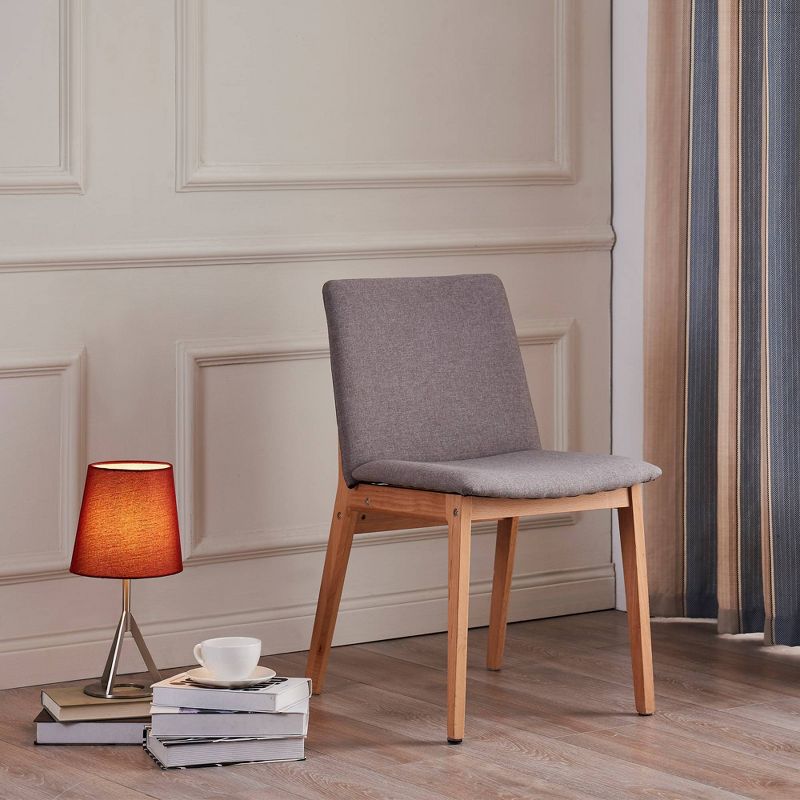 Wilson Chair with Wood Leg Gray Fabric/Natural Wood Finish - Versanora