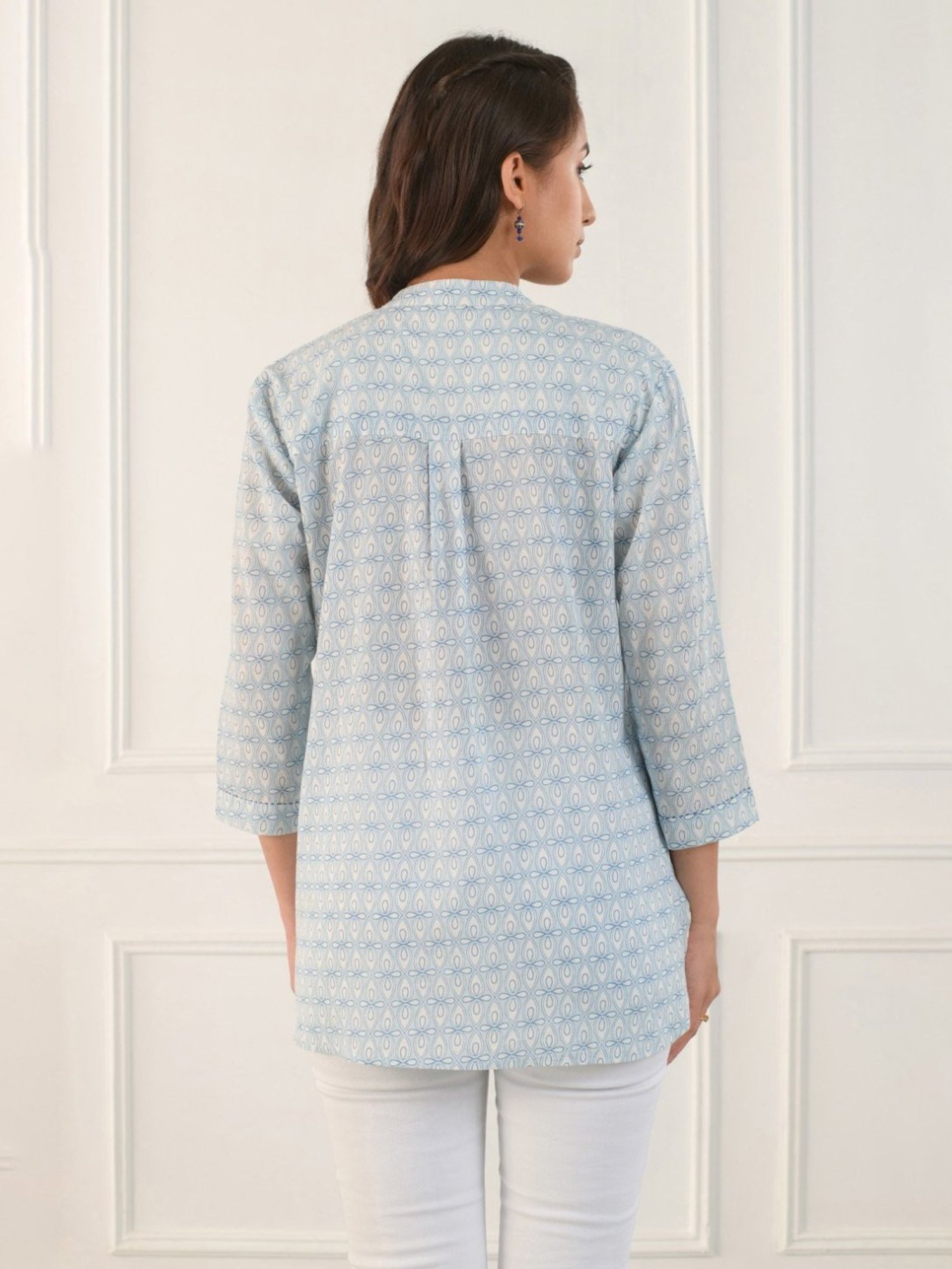 Prakriti Jaipur Blue Embroidered Shirt