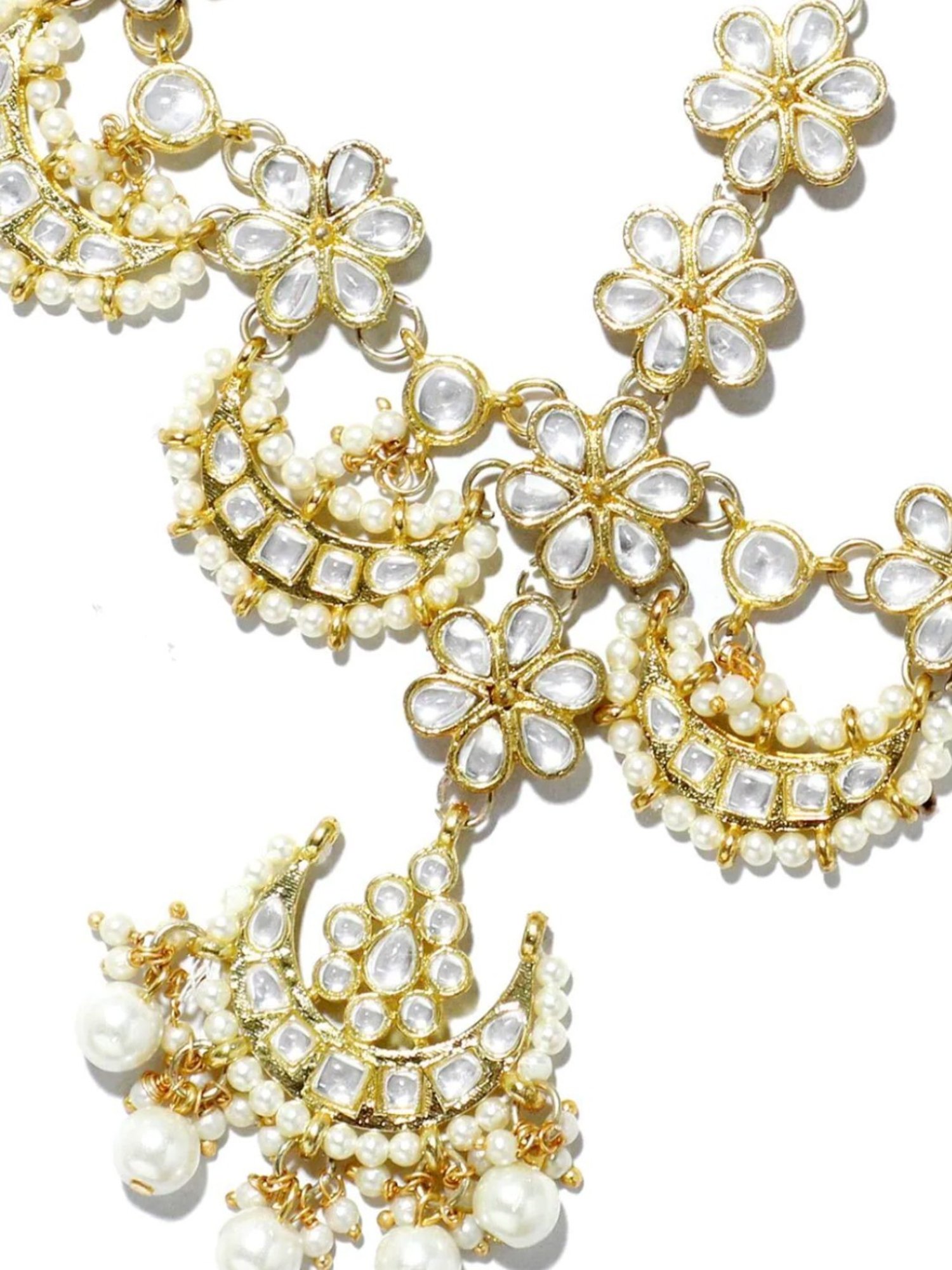 Oomph Gold Tone Kundan and Pearls Traditional Wedding Bridal Matha Patti