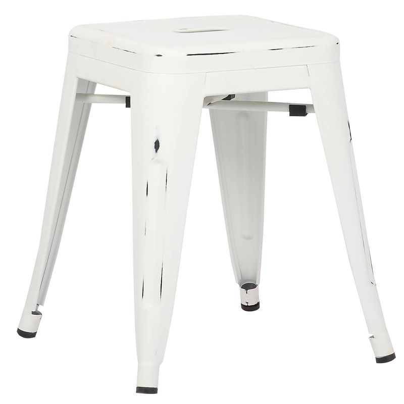 Set of 4 18" Franco Industrial Counter Height Barstools Distressed White - Edgemod