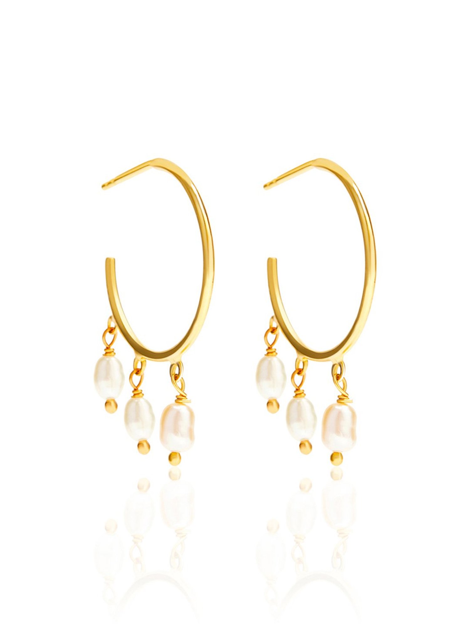 March by FableStreet 18k Gold-Plated 92.5 Sterling Silver Freshwater Pearl Drop Earrings for Women