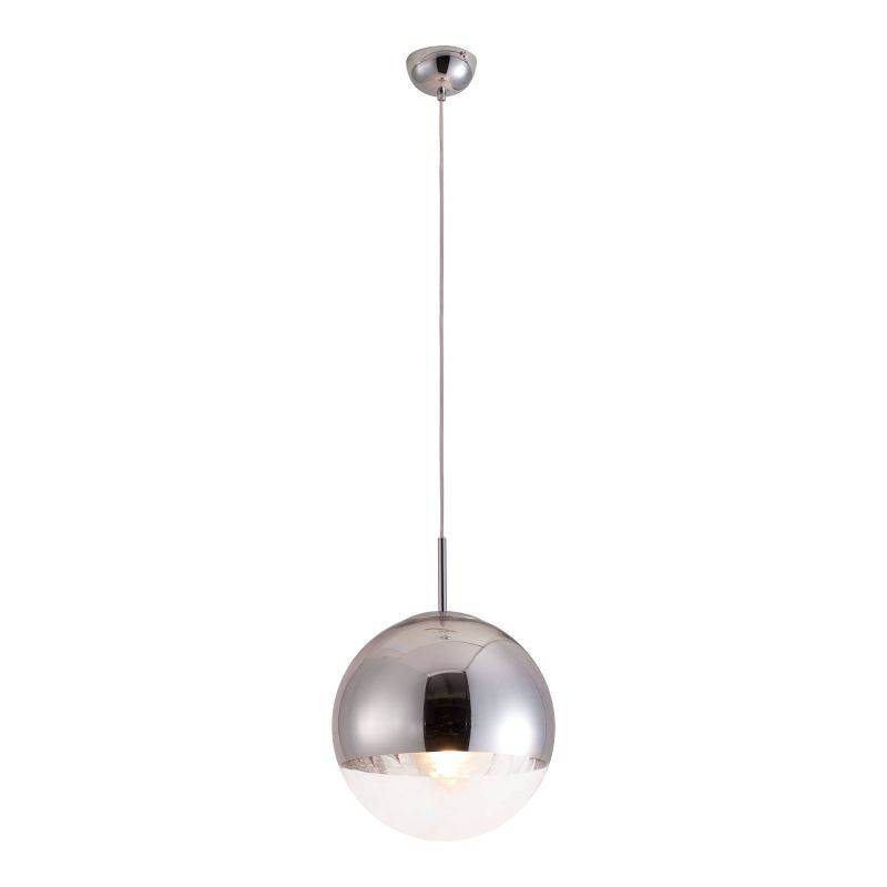 Modern Chrome and Glass 16" Orb Ceiling Lamp - ZM Home