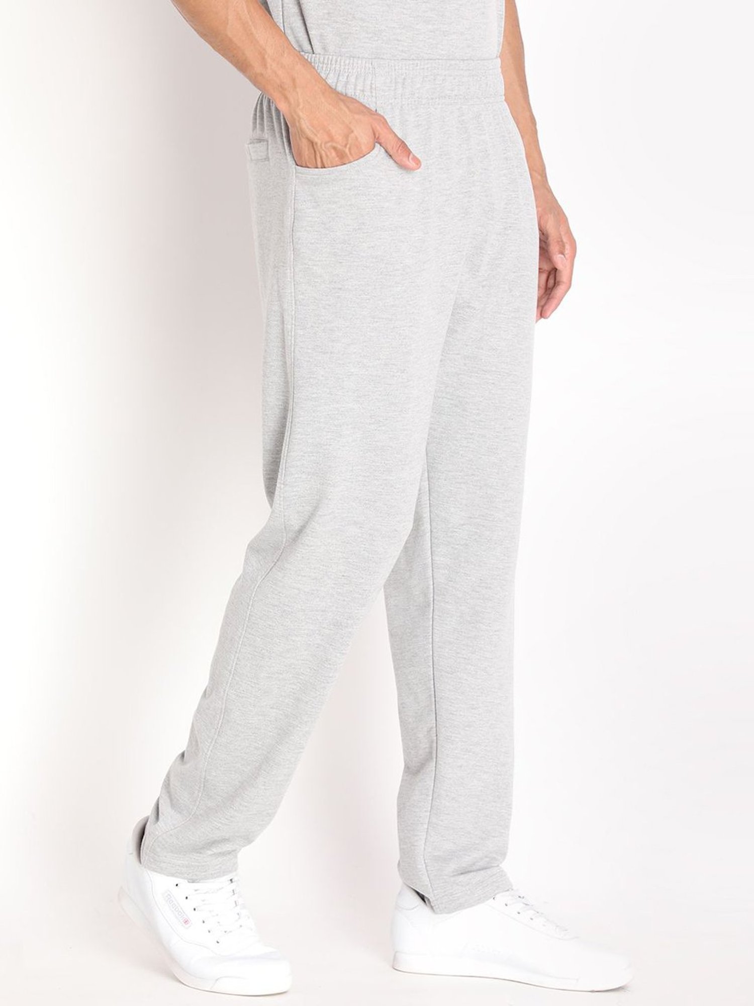 Chkokko Light Grey Cotton Relaxed Fit Track Pants