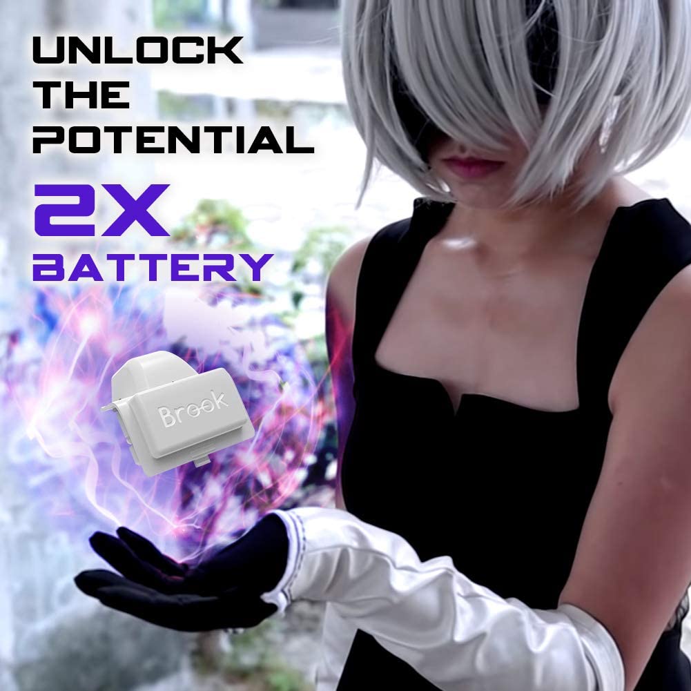 Brook Xbox One Adapter, X One Wireless Rechargeable 2X Battery Extra XL Converter for Xbox One Controller Support Switch PS4 PC iOS Motion Control Turbo Remap Snow White