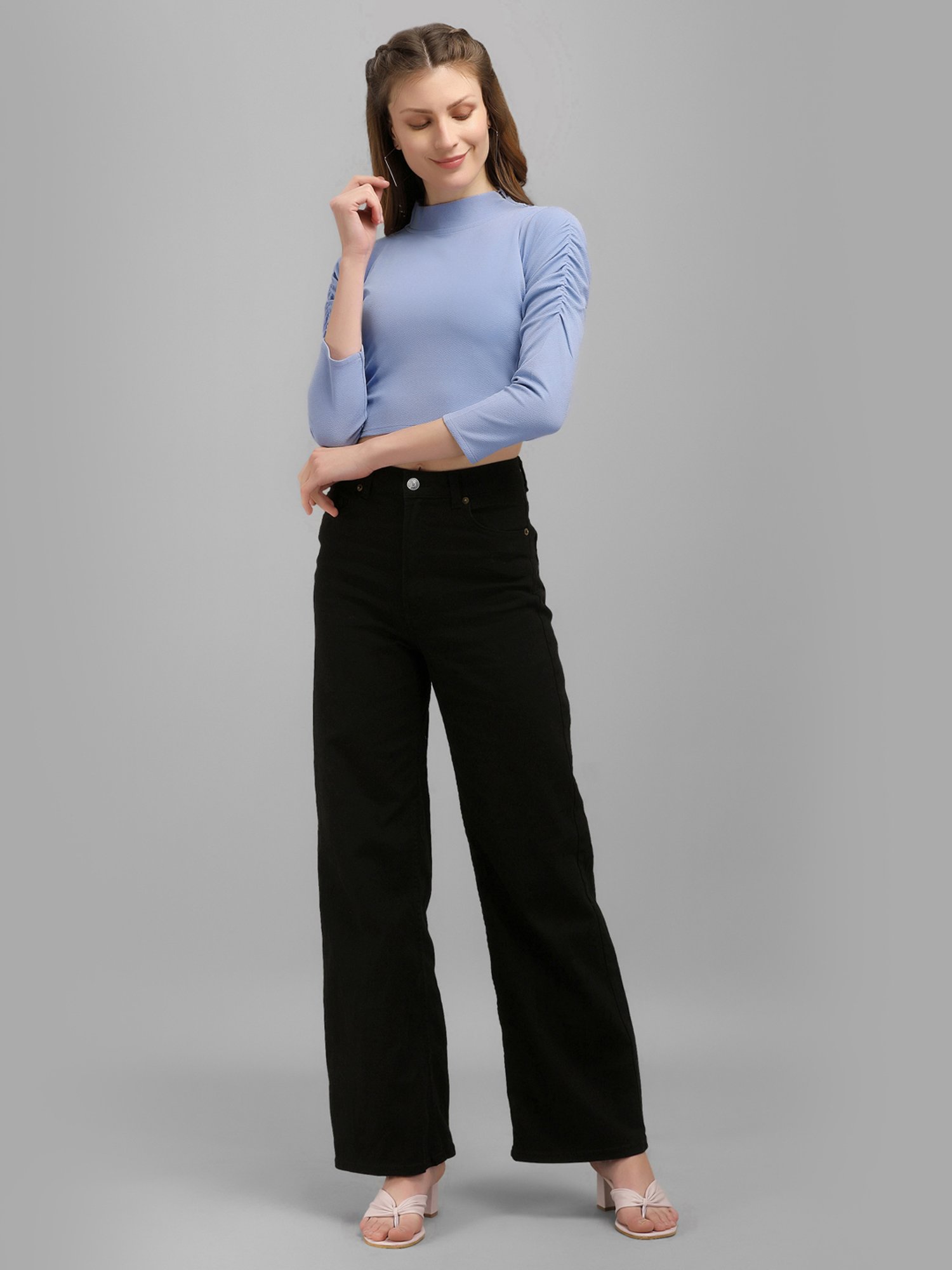 PURVAJA Lavender Regular Fit Crop Top