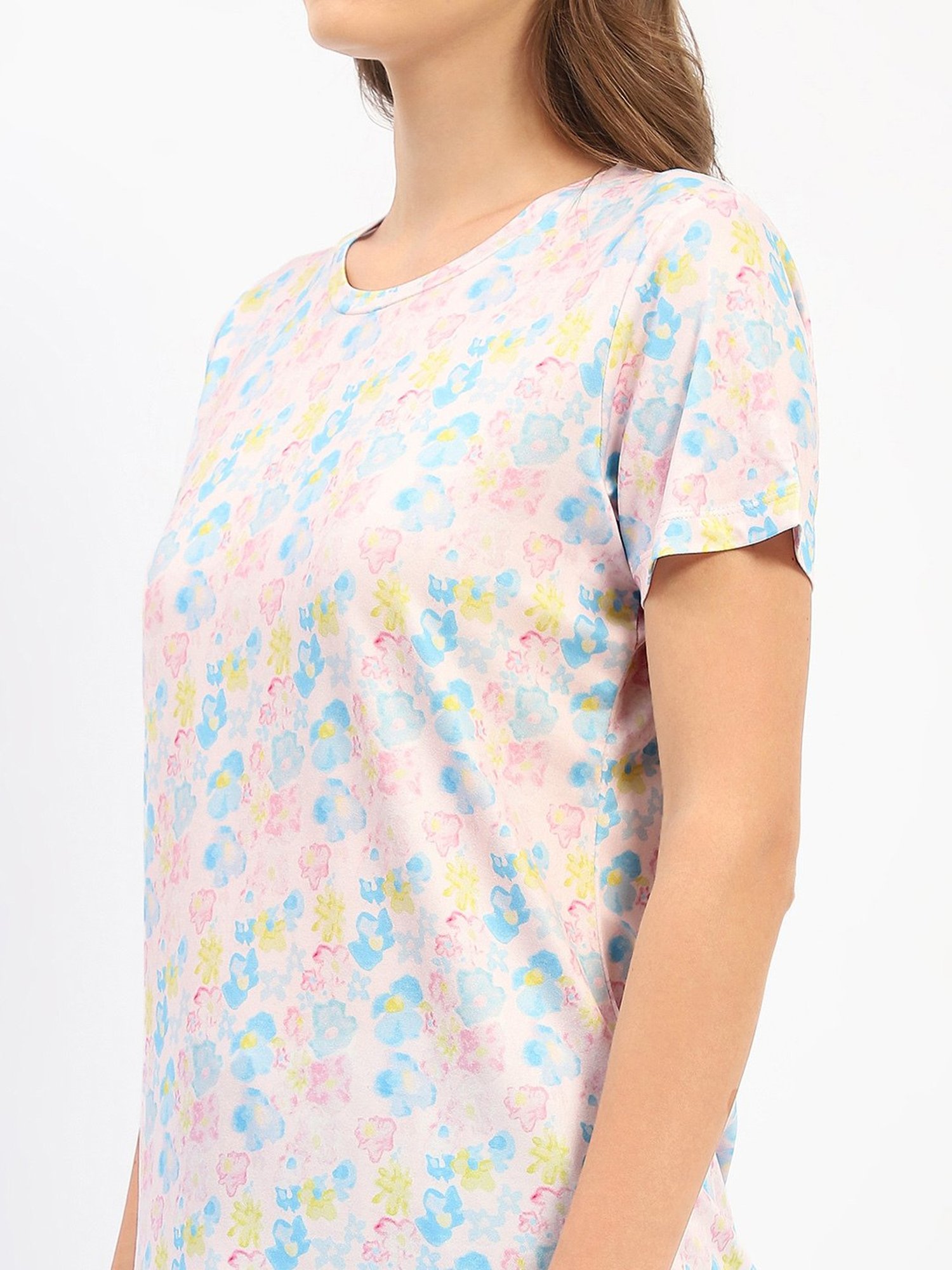 MADAME M Secret Aqua Printed T-Shirt With Pyjamas