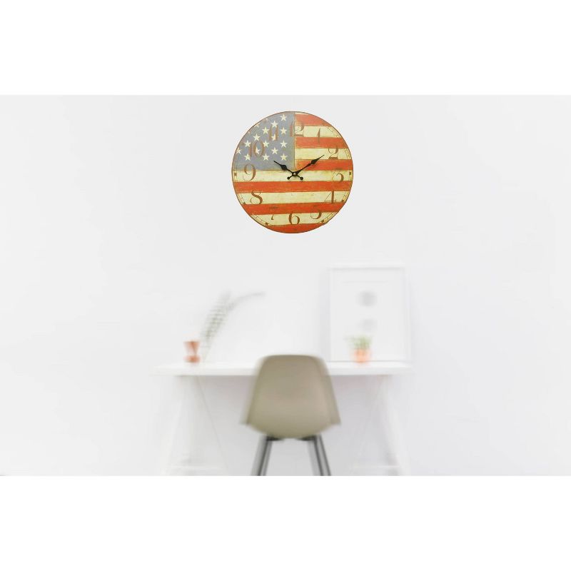 USA Flag Round Wall Clock - Creative Motion Industries